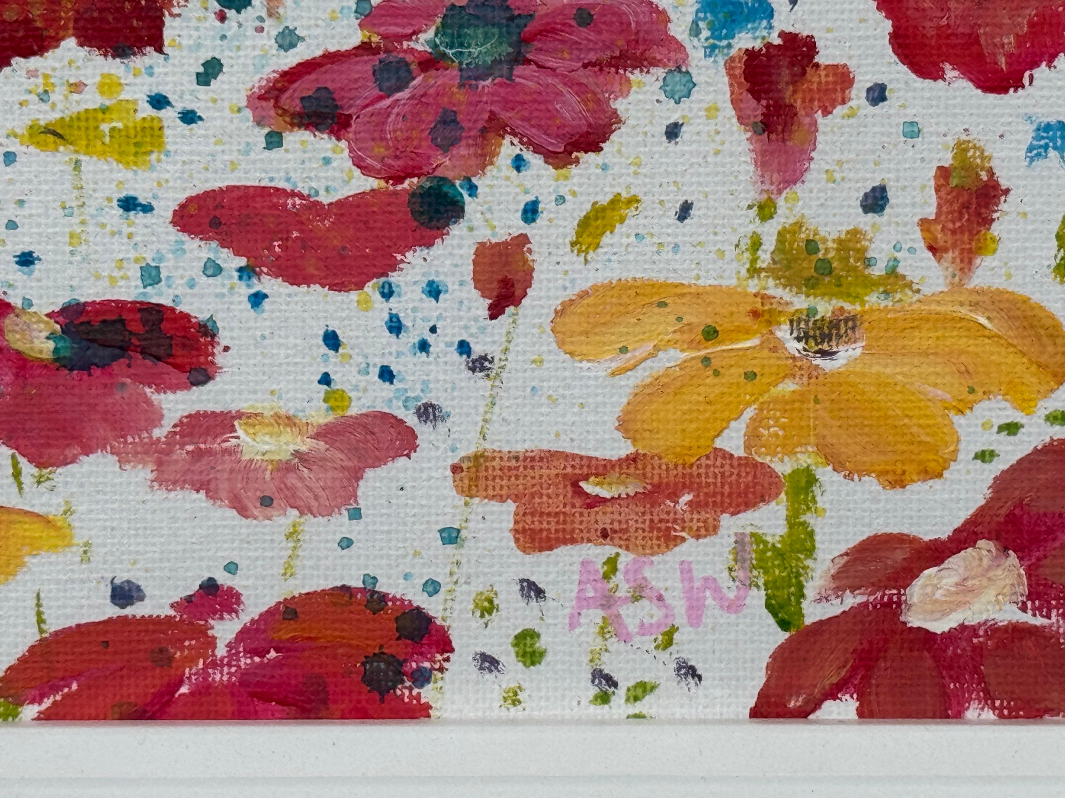 Colourful Abstract Flowers on White Background by Contemporary British Artist For Sale 3