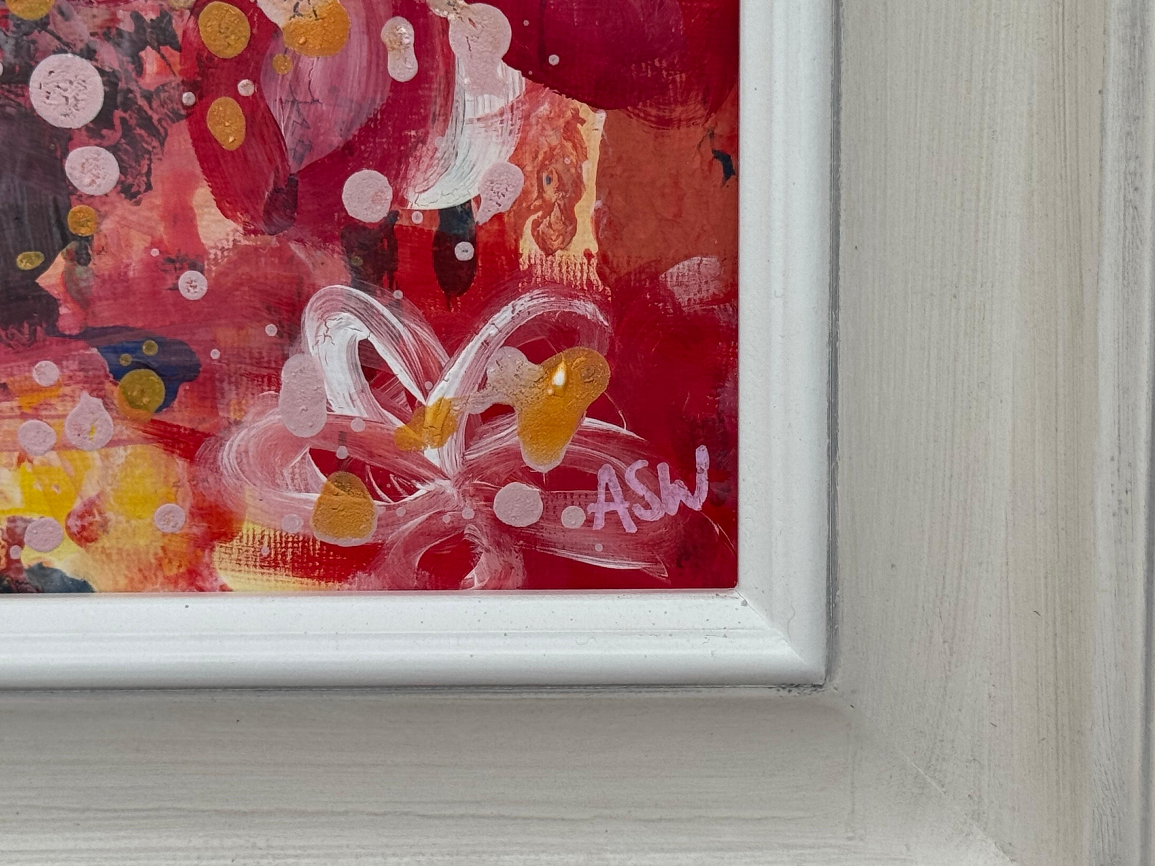 Bunte abstrakte Blumen in Rosa und Gelb von einem zeitgenössischen britischen Künstler im Angebot 7