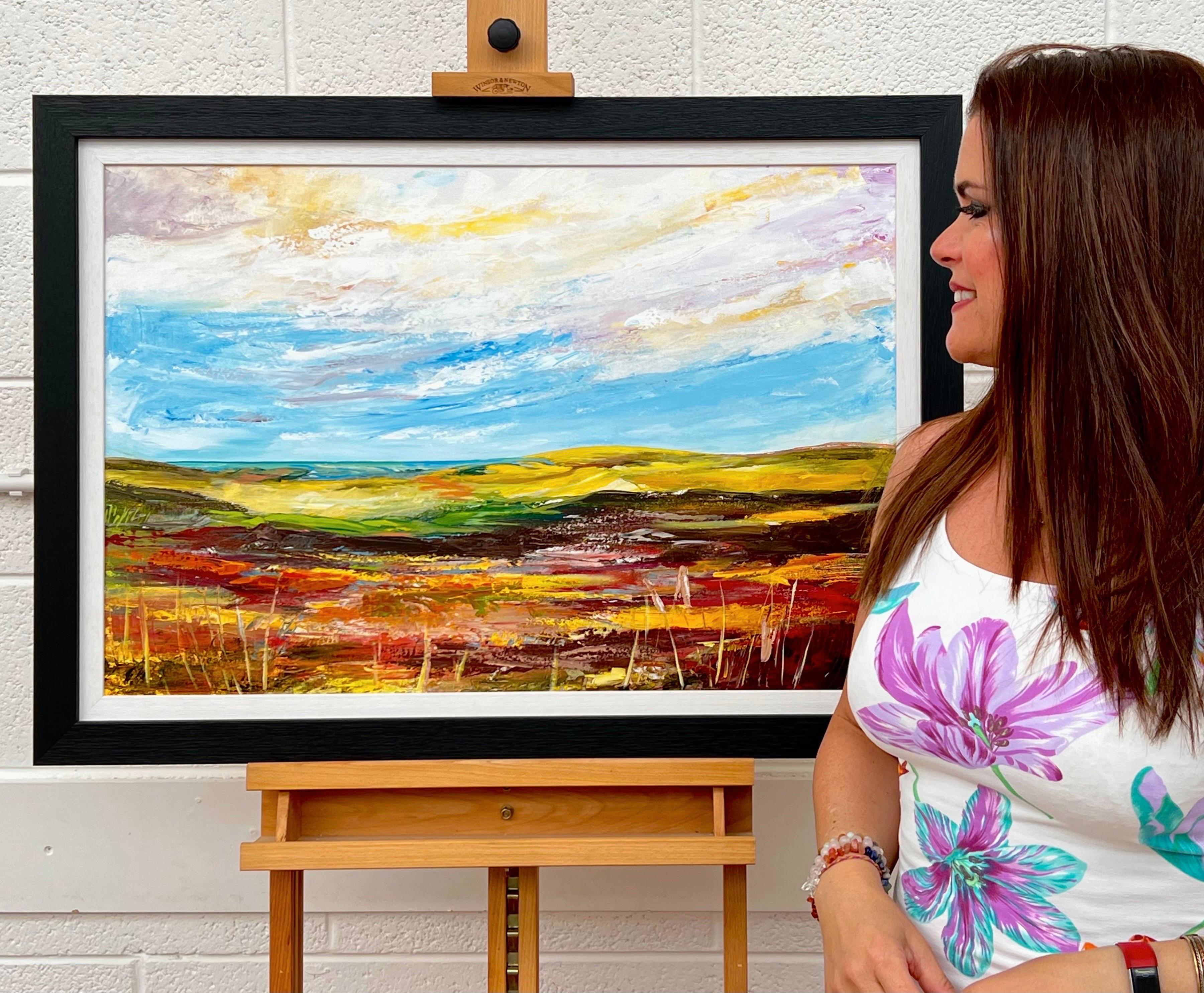 Pintura Abstracta y Colorida de Paisaje de la Campiña Inglesa Artista Contemporáneo - Painting de Angela Wakefield