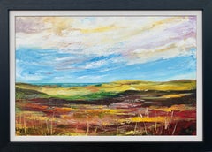 Antique Colourful Abstract Landscape Painting of English Countryside Contemporary Artist