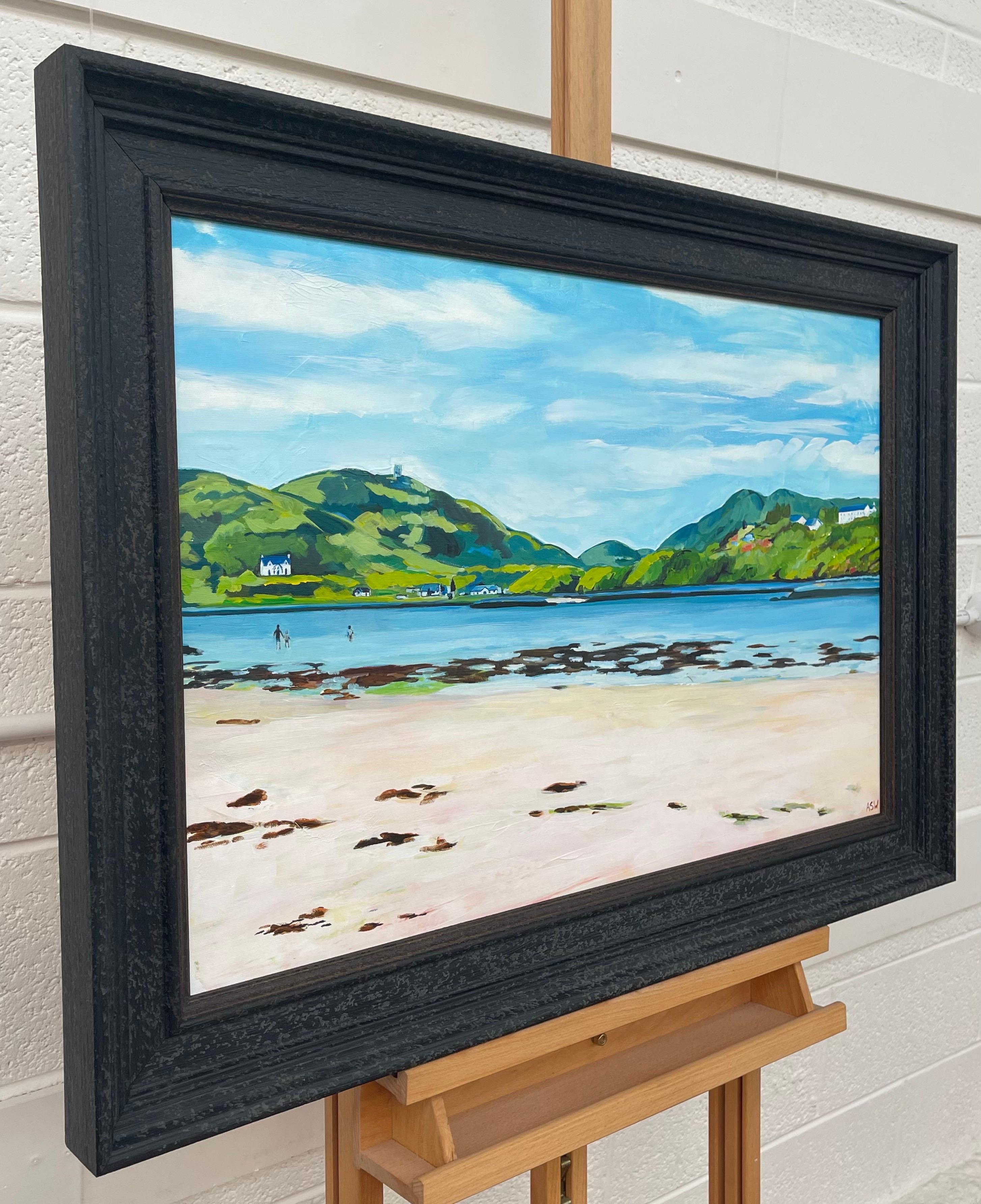 White Sandy Beach near Isle of Skye in Scottish Highlands by Contemporary Artist - Painting by Angela Wakefield