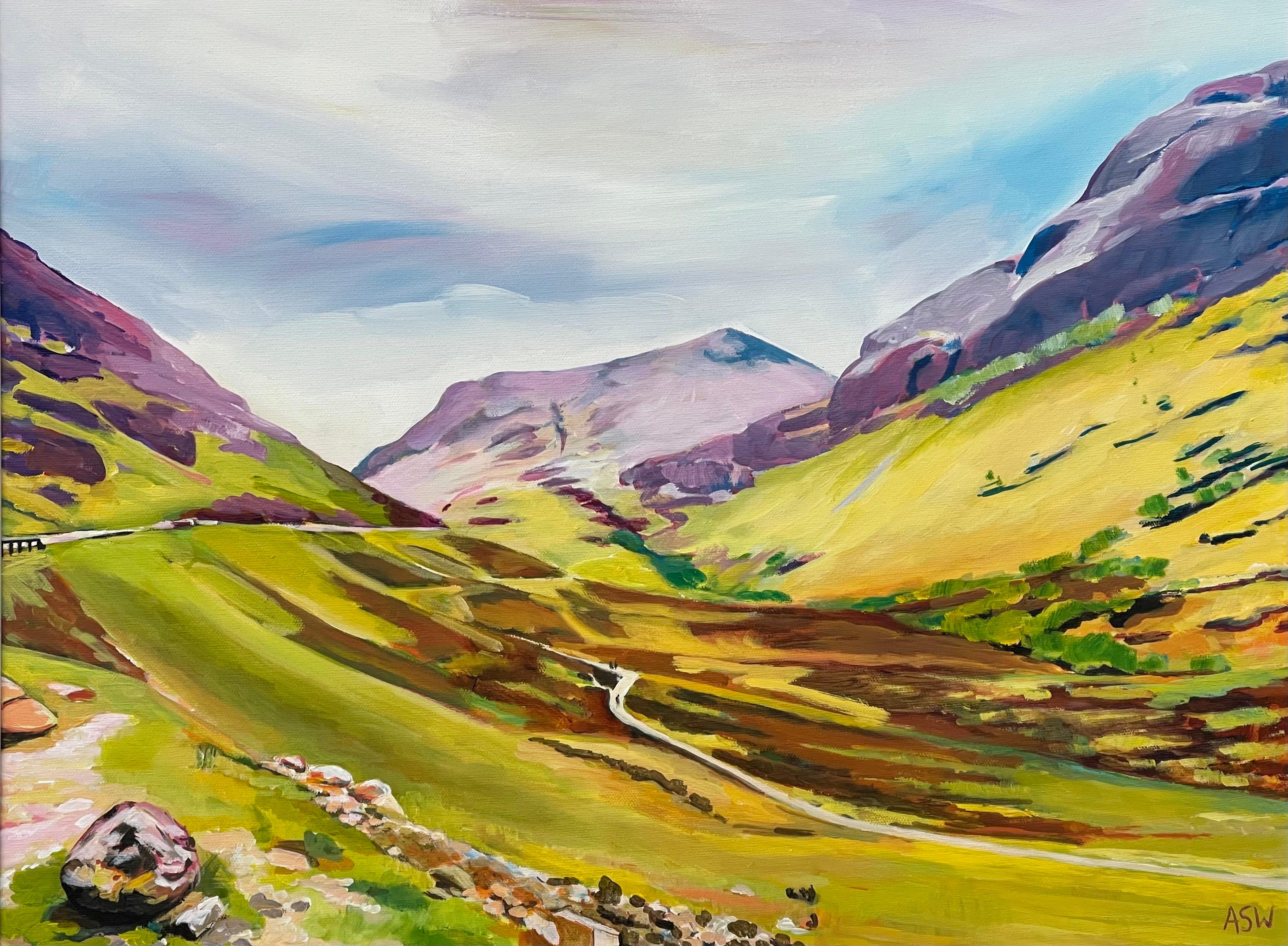 Peinture de paysage abstrait et colorée d'un artiste contemporain des Highlands écossais en vente 6