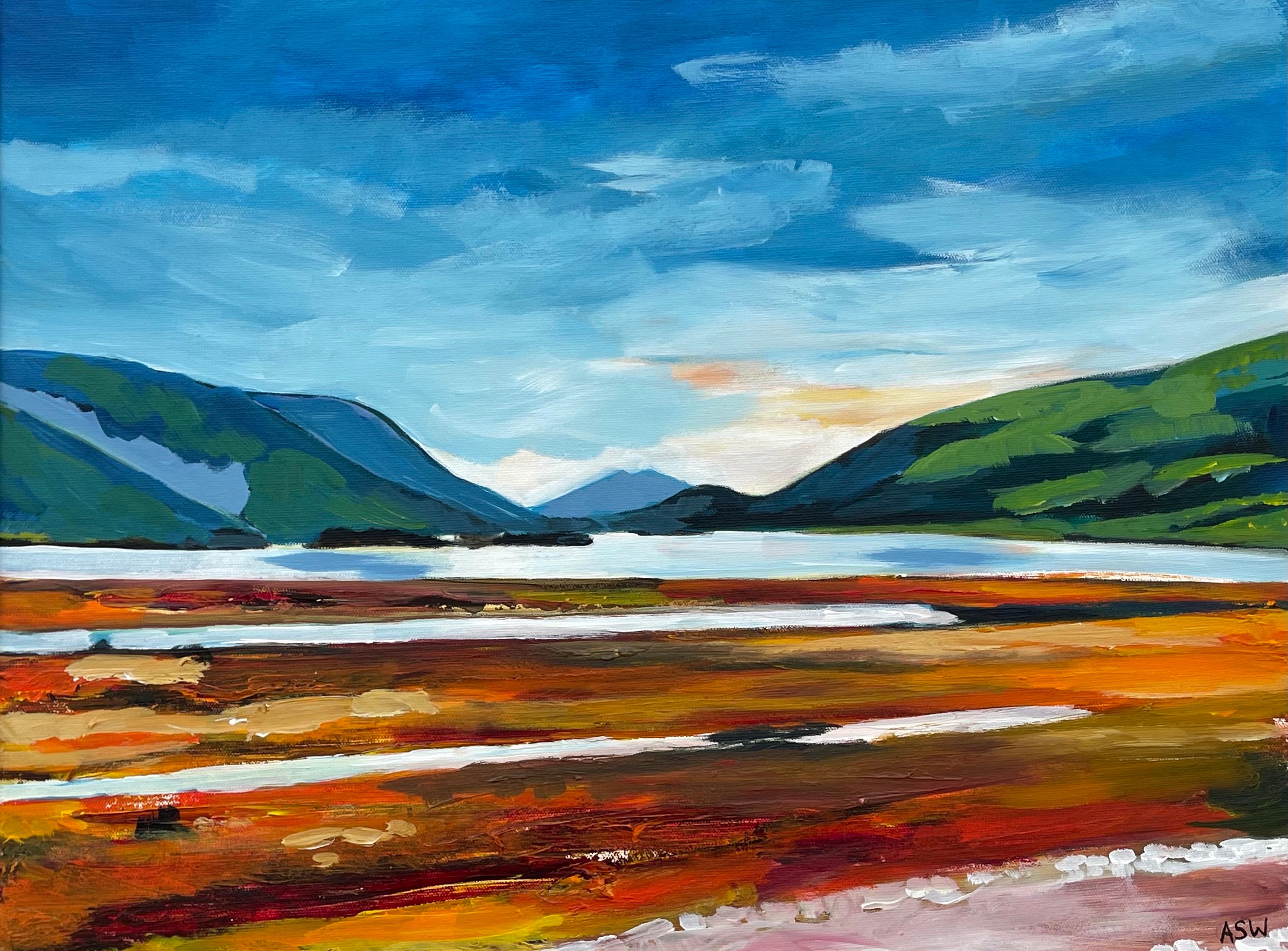 Colourful Abstract Landscape Painting of Scottish Highlands Contemporary Artist For Sale 6