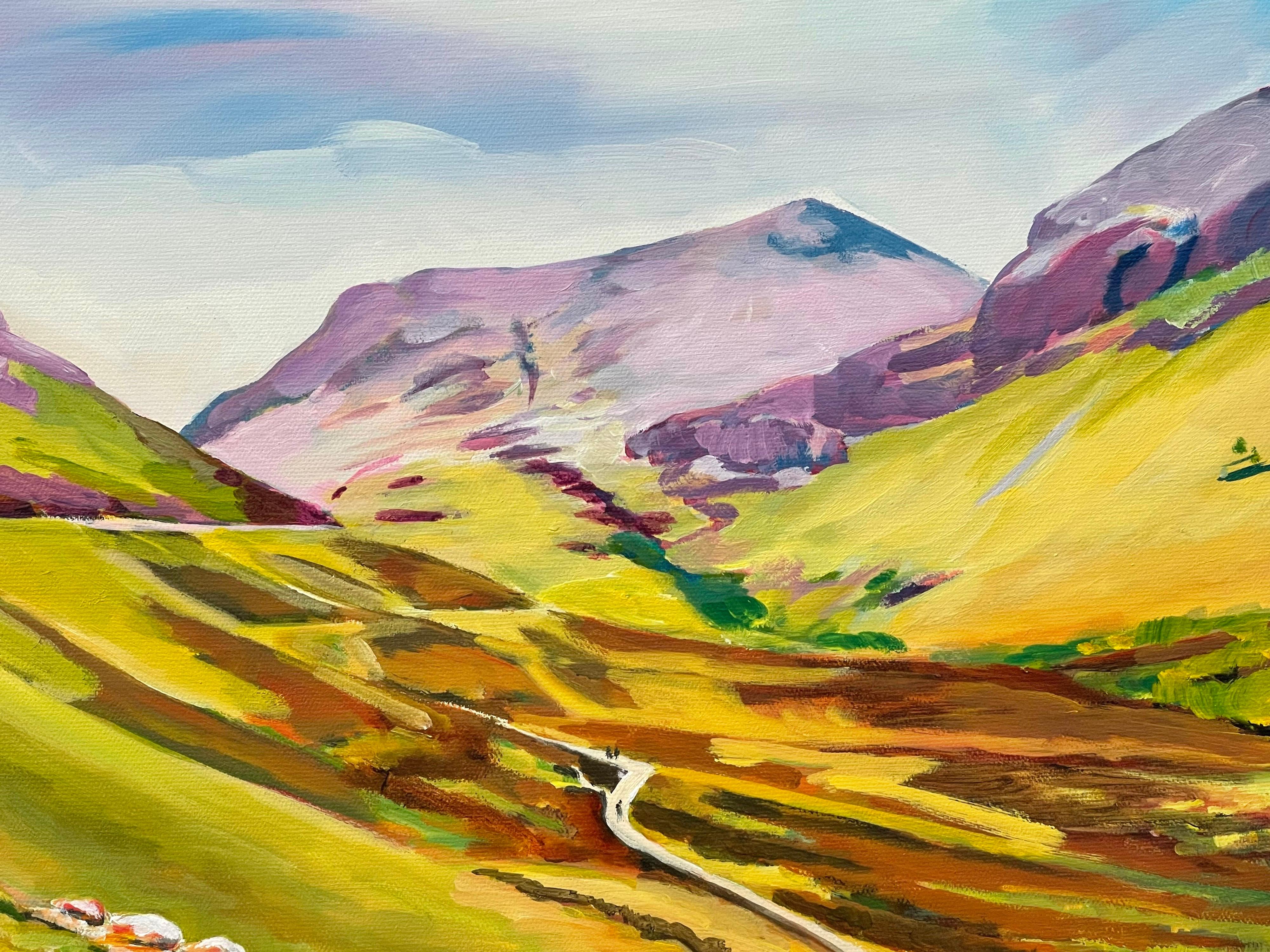 Peinture de paysage abstrait et colorée d'un artiste contemporain des Highlands écossais en vente 7