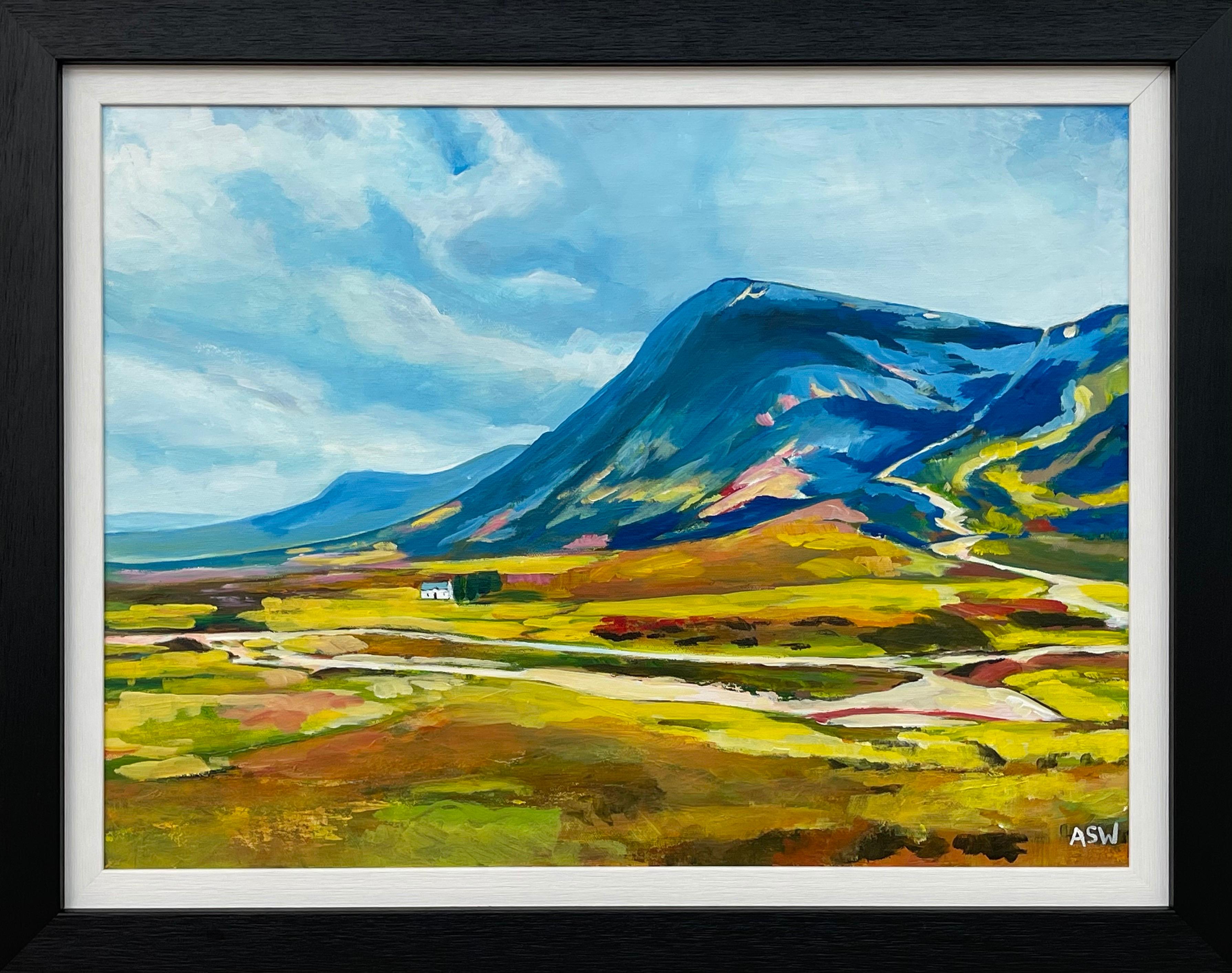 Peinture de paysage abstrait et colorée d'un artiste contemporain des Highlands écossais