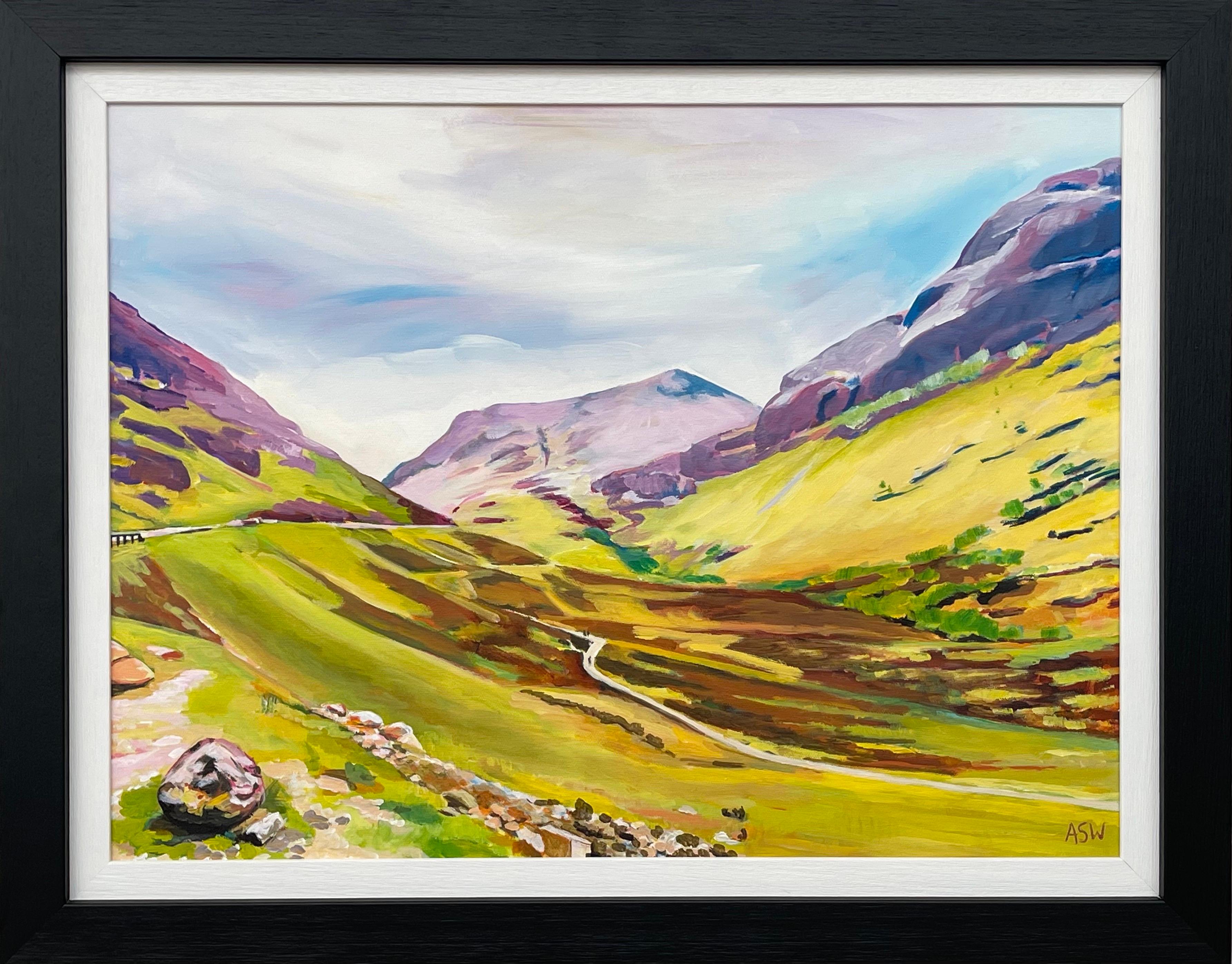 Pintura Abstracta y Colorista de Paisaje de las Tierras Altas Escocesas Artista Contemporáneo