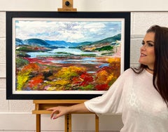Colourful Abstract Landscape Painting of the Hudson River by Contemporary Artist