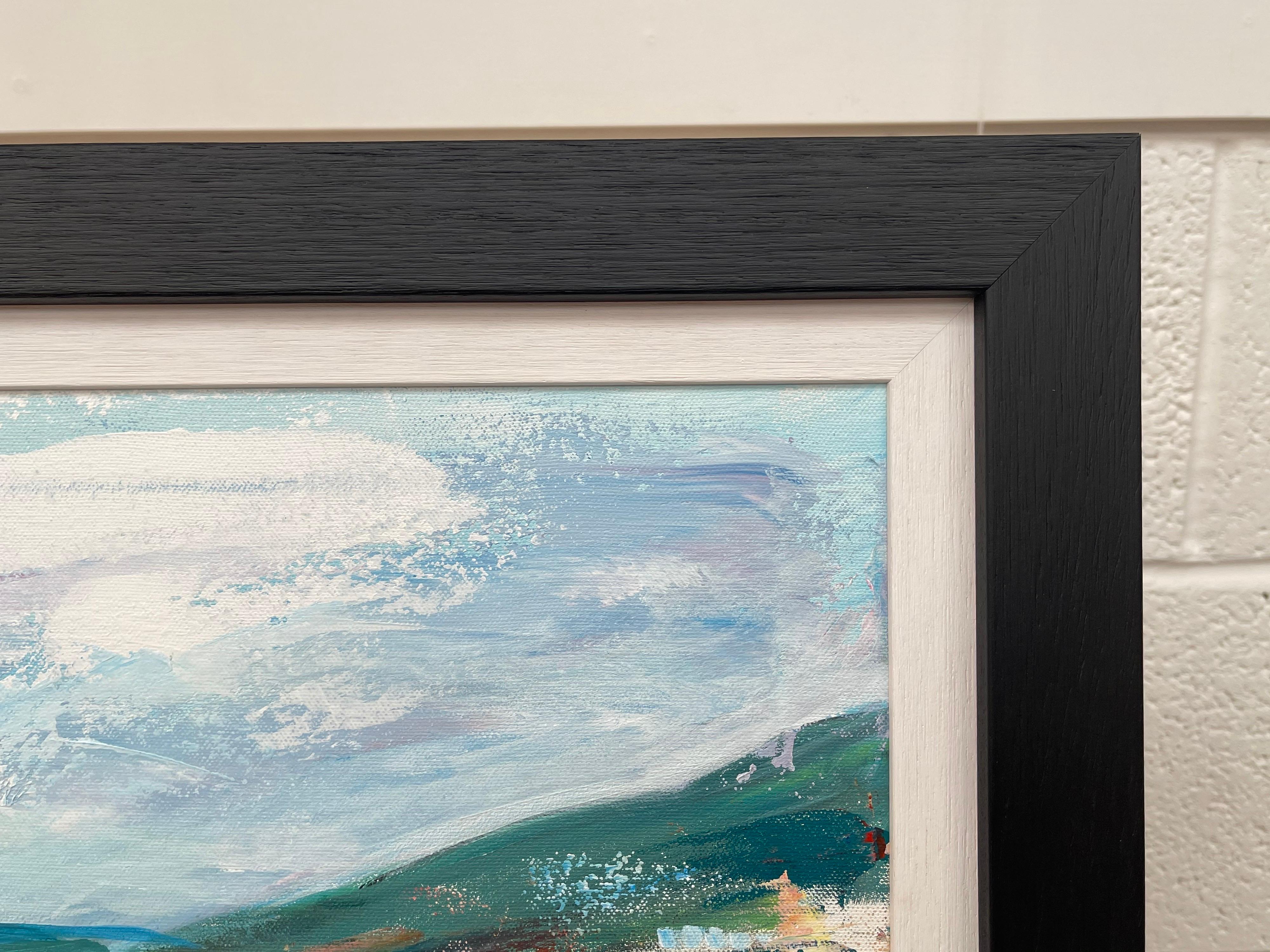 Colorato dipinto astratto di paesaggio del fiume Hudson realizzato da un artista contemporaneo in vendita 5