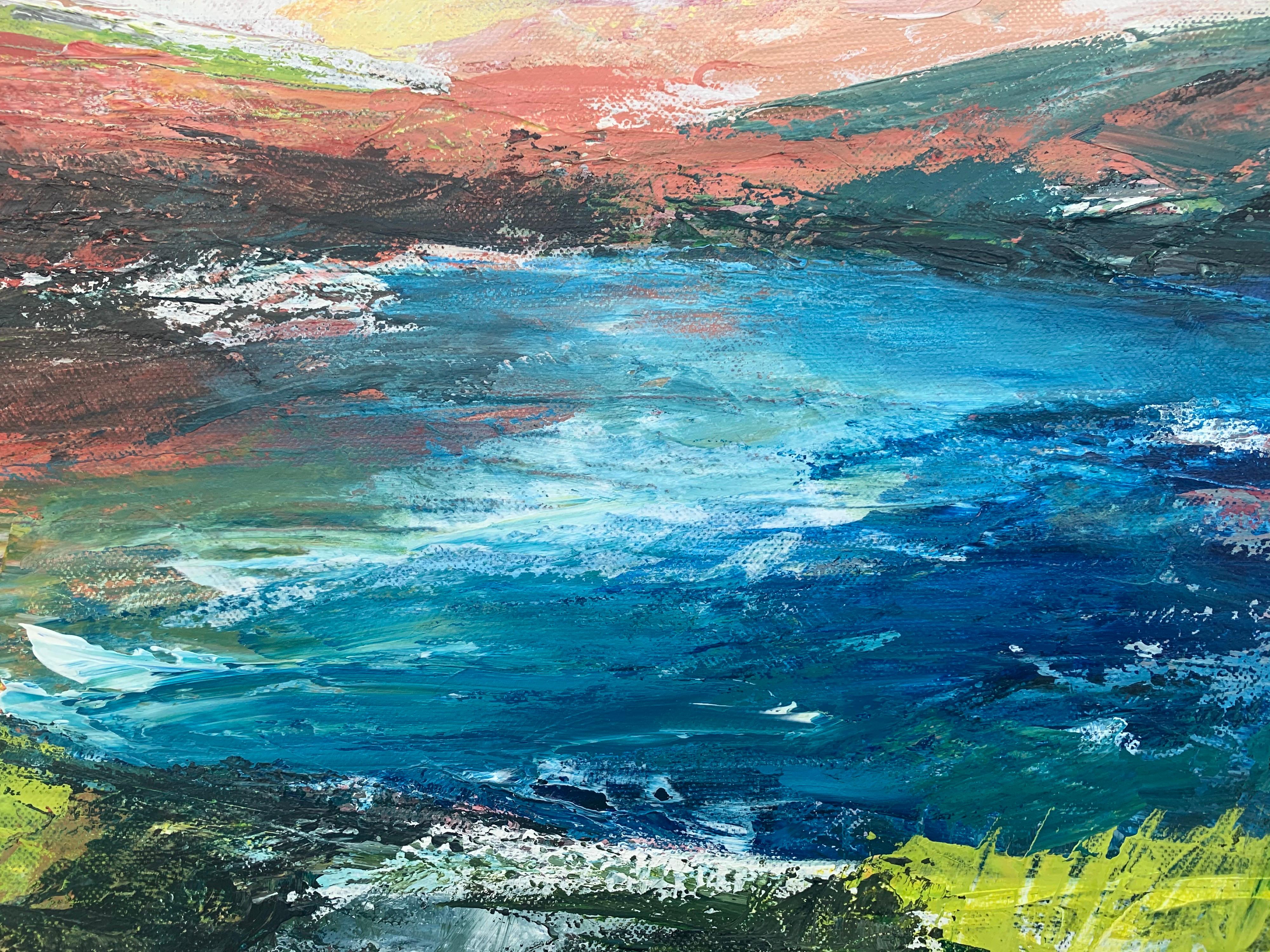 Paesaggio astratto colorato sulla riva del fiume da parte di un artista britannico contemporaneo in vendita 4