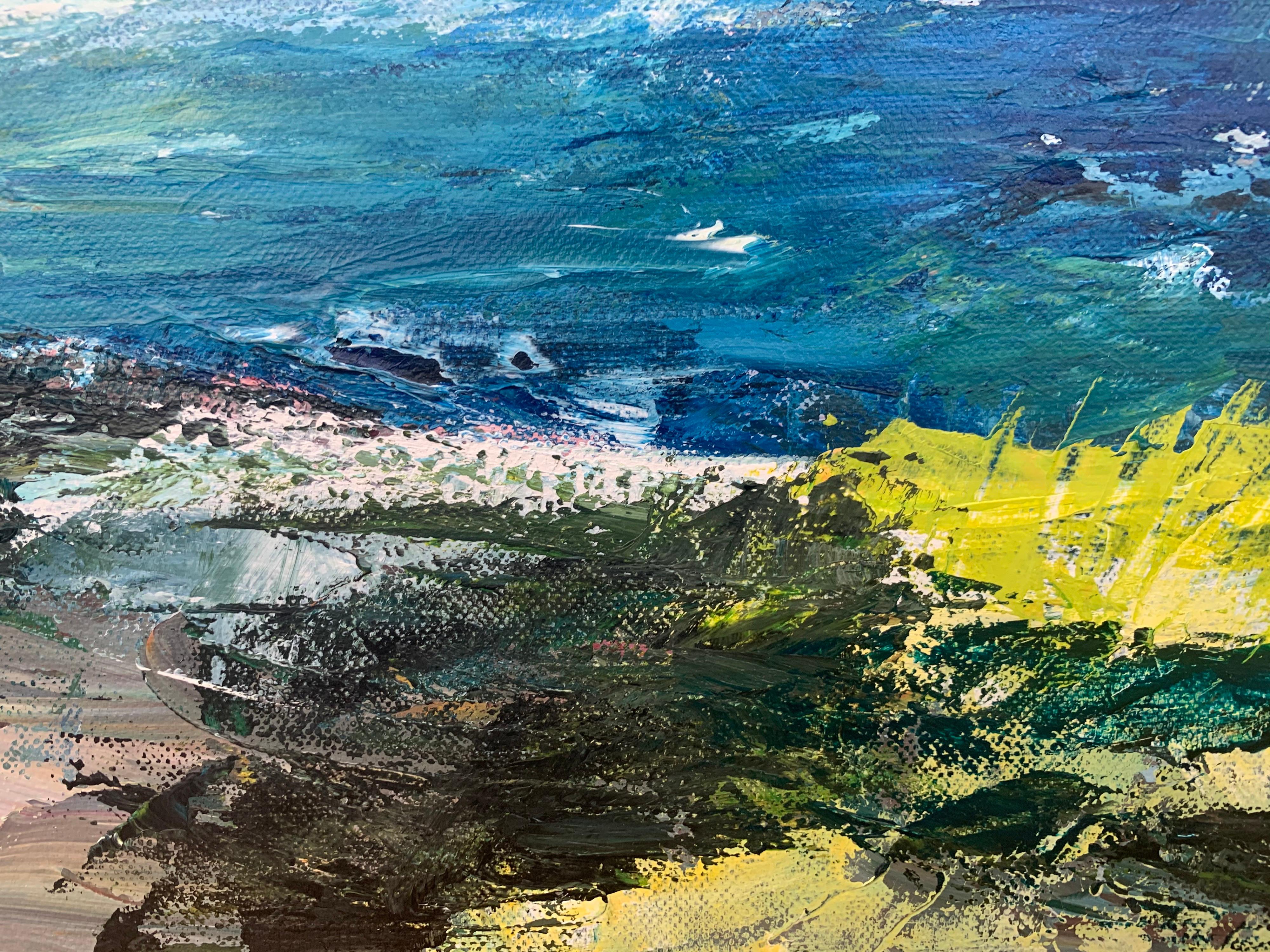 Paesaggio astratto colorato sulla riva del fiume da parte di un artista britannico contemporaneo in vendita 5