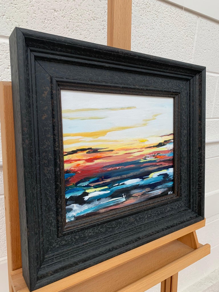 Colourful Abstract Seascape Sunset Study by Leading Contemporary British Artist - Painting by Angela Wakefield