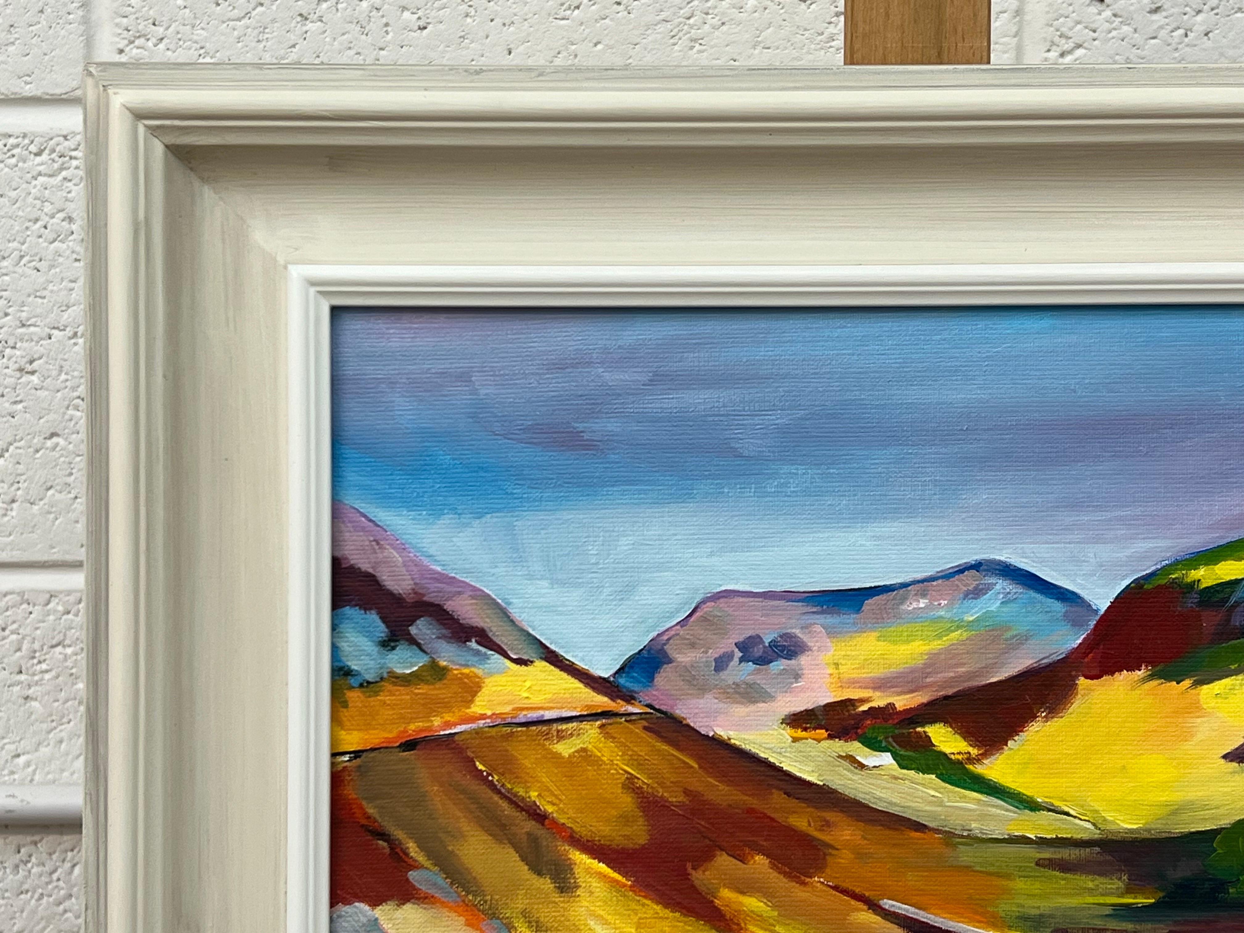 Colourful Abstract Yellow Painting of Scottish Highlands by Contemporary Artist For Sale 5