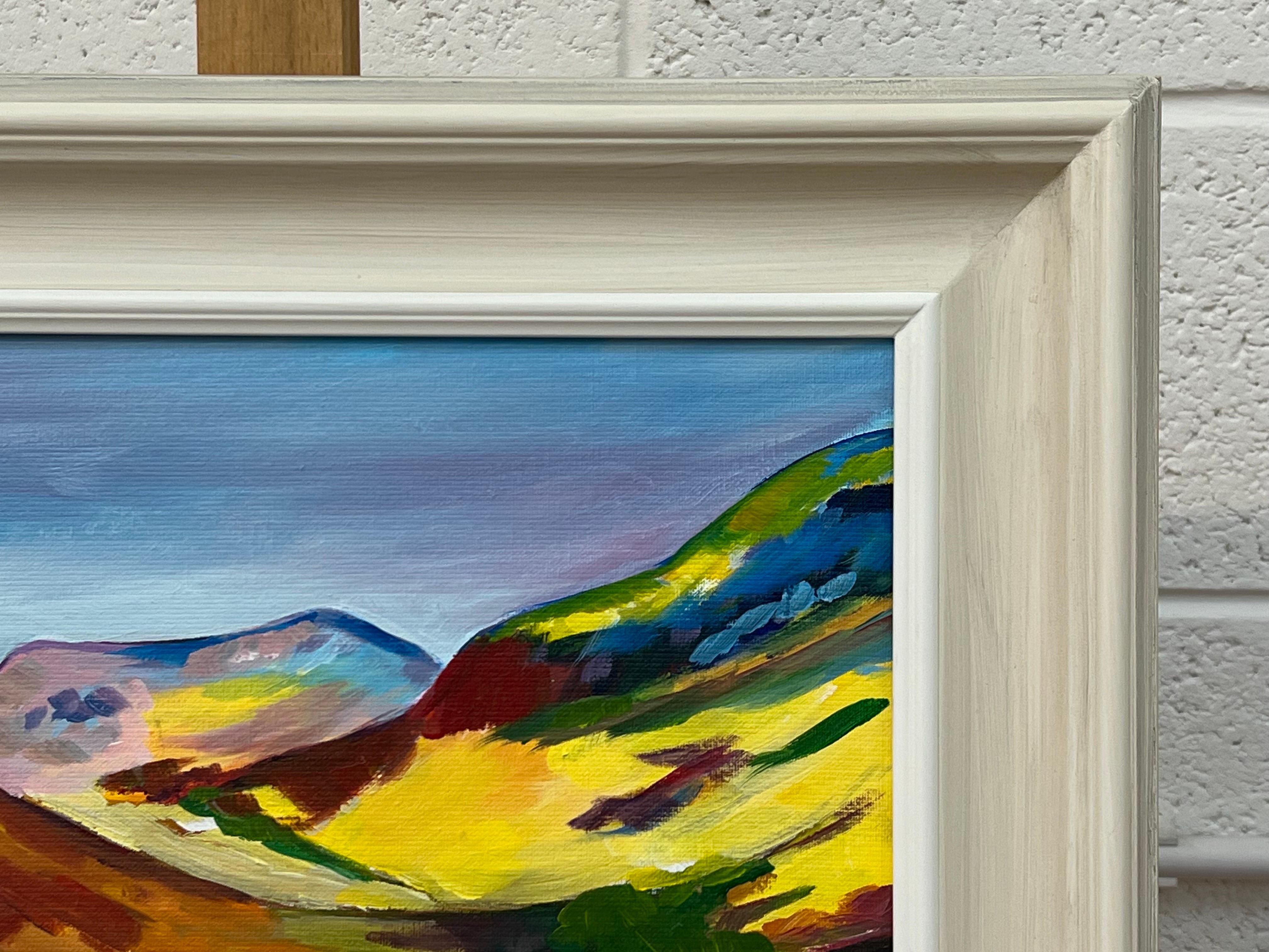 Colourful Abstract Yellow Painting of Scottish Highlands by Contemporary Artist For Sale 6