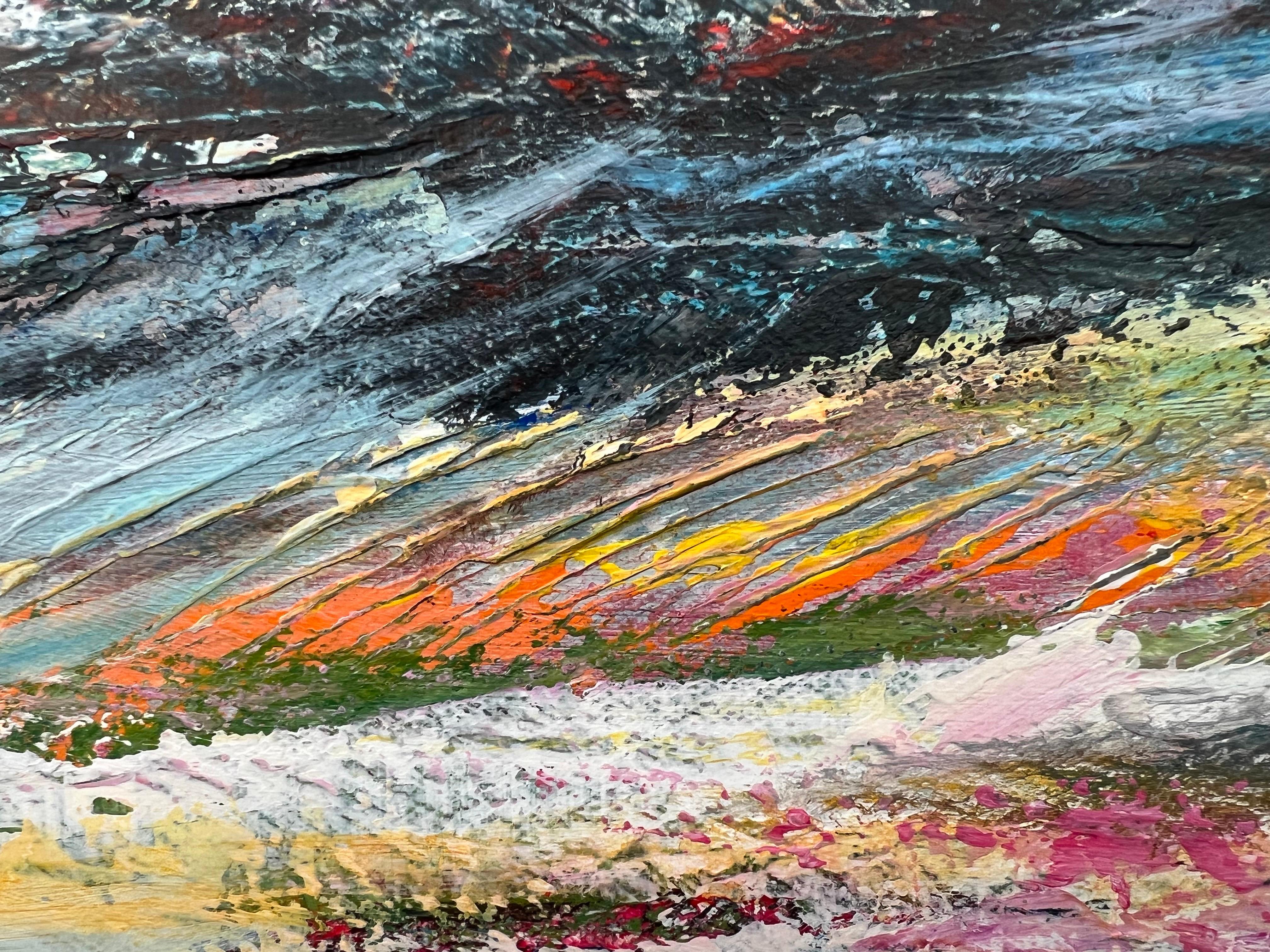 Colourful Expressive Abstract Landscape Painting by Contemporary British Artist For Sale 12