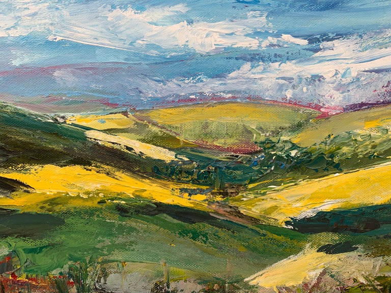 Angela Wakefield Colourful Expressive Abstract Landscape Painting by