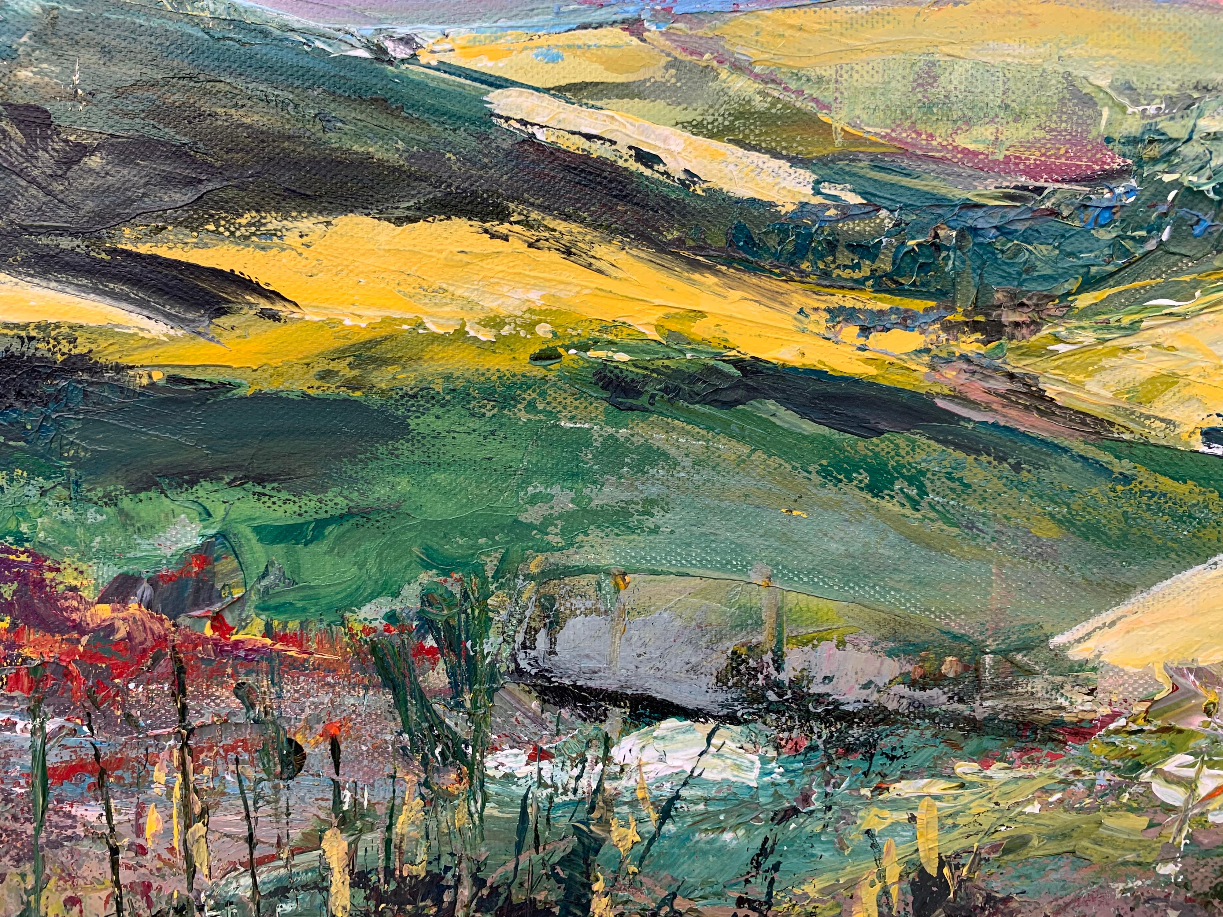 Colourful Expressive Abstract Landscape Painting by Contemporary British Artist 5