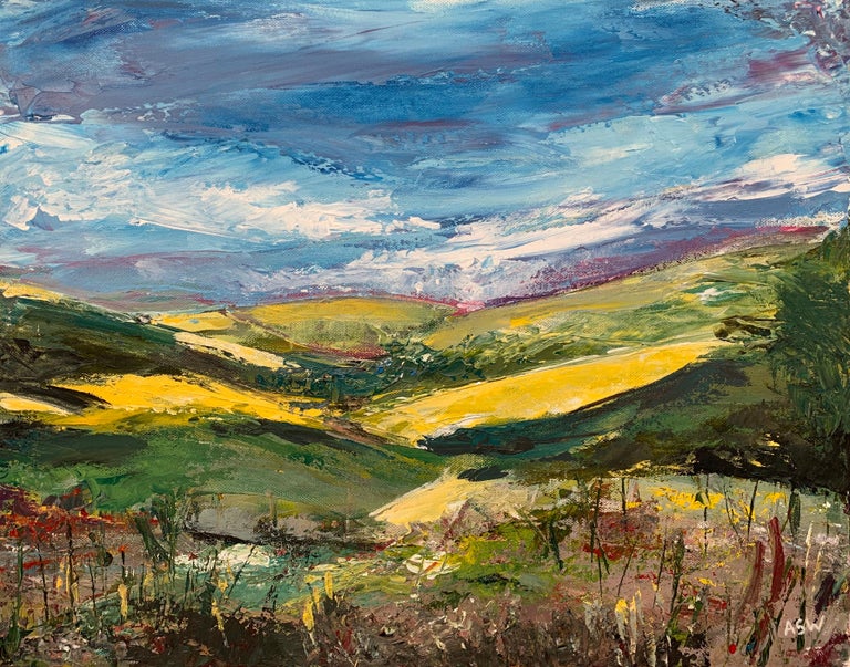 Angela Wakefield Colourful Expressive Abstract Landscape Painting by