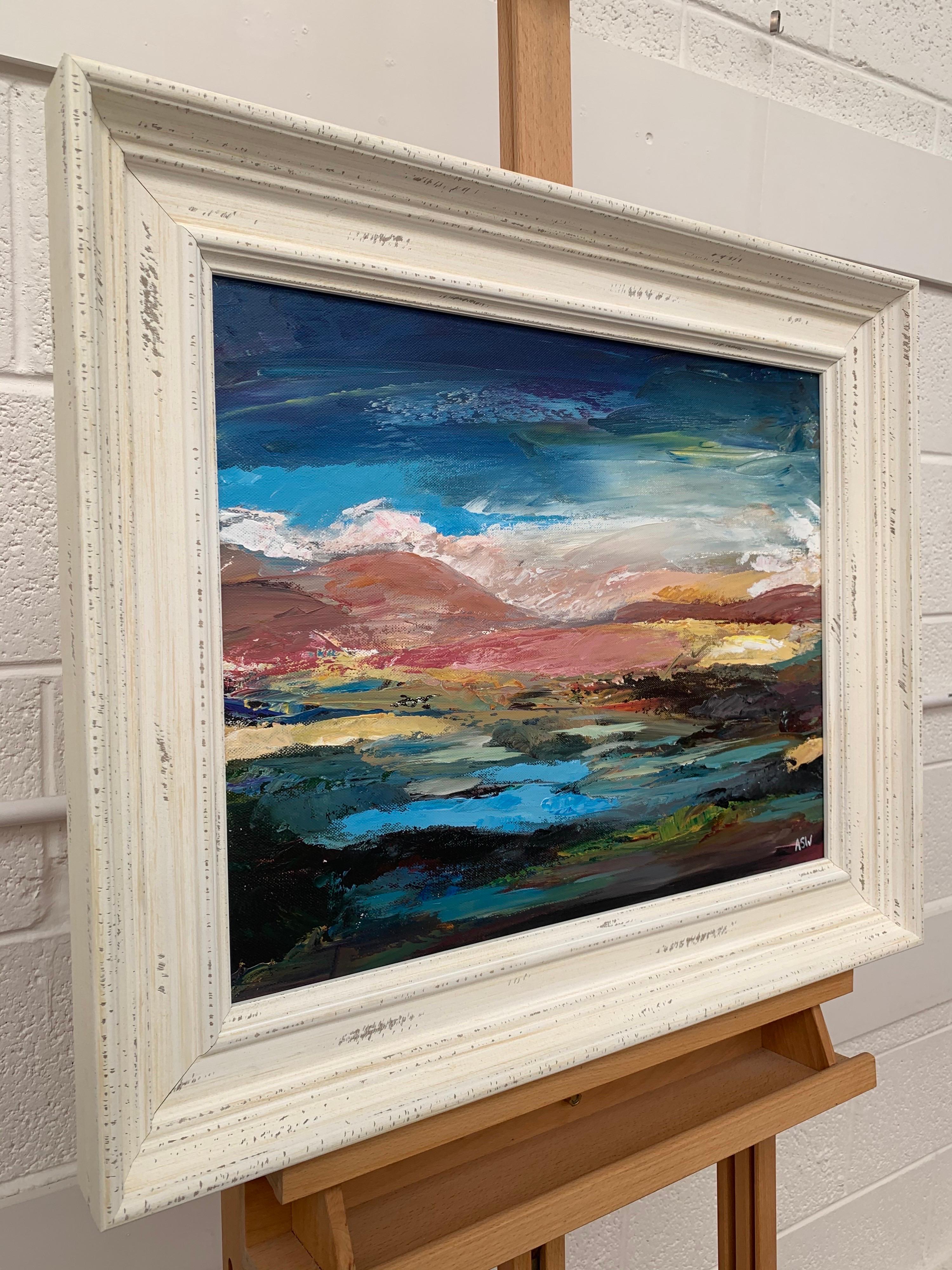 Colourful Expressive Abstract Mountain Landscape by Contemporary British Artist  - Painting by Angela Wakefield