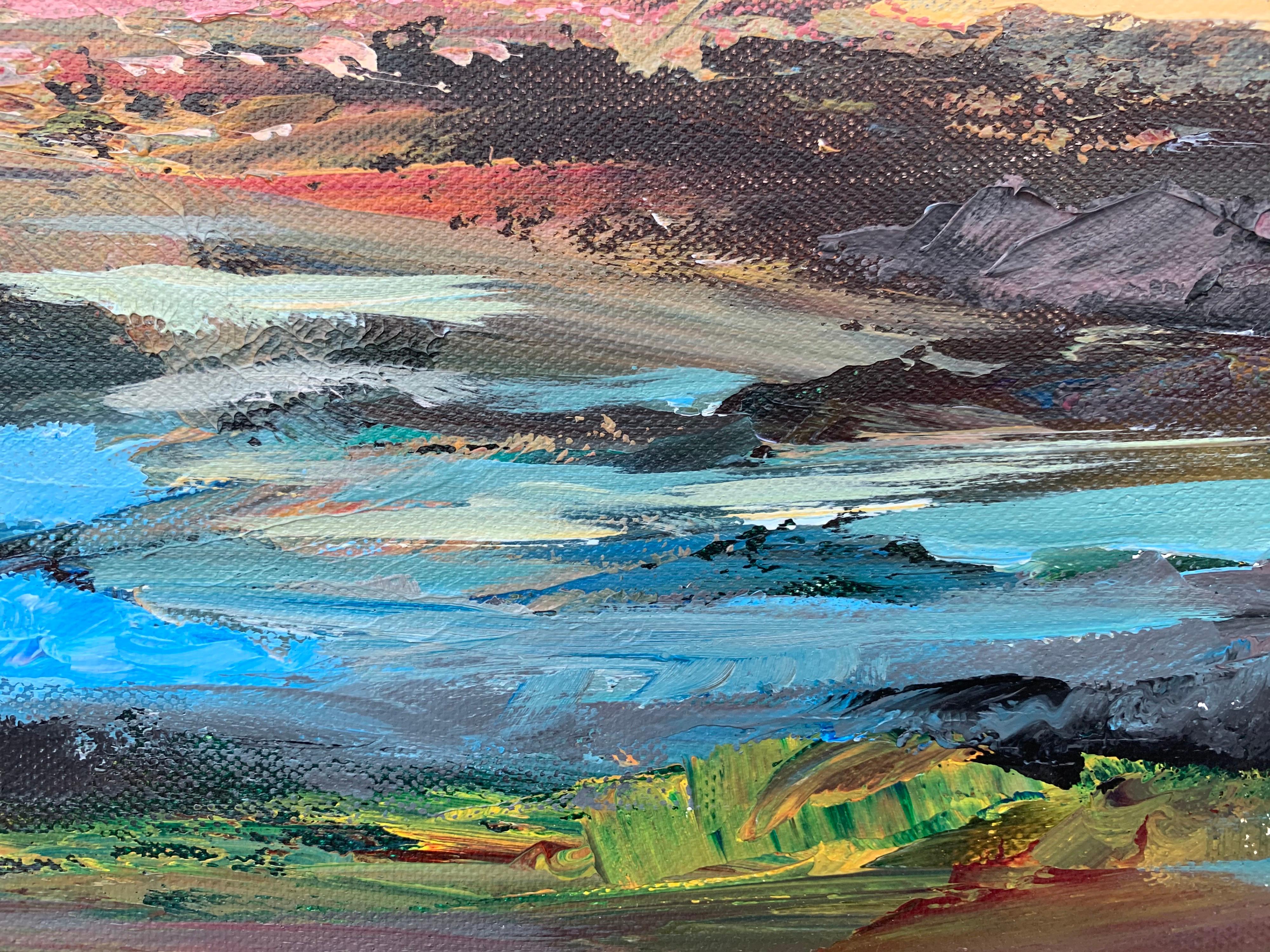 Colourful Expressive Abstract Mountain Landscape by Contemporary British Artist  For Sale 2