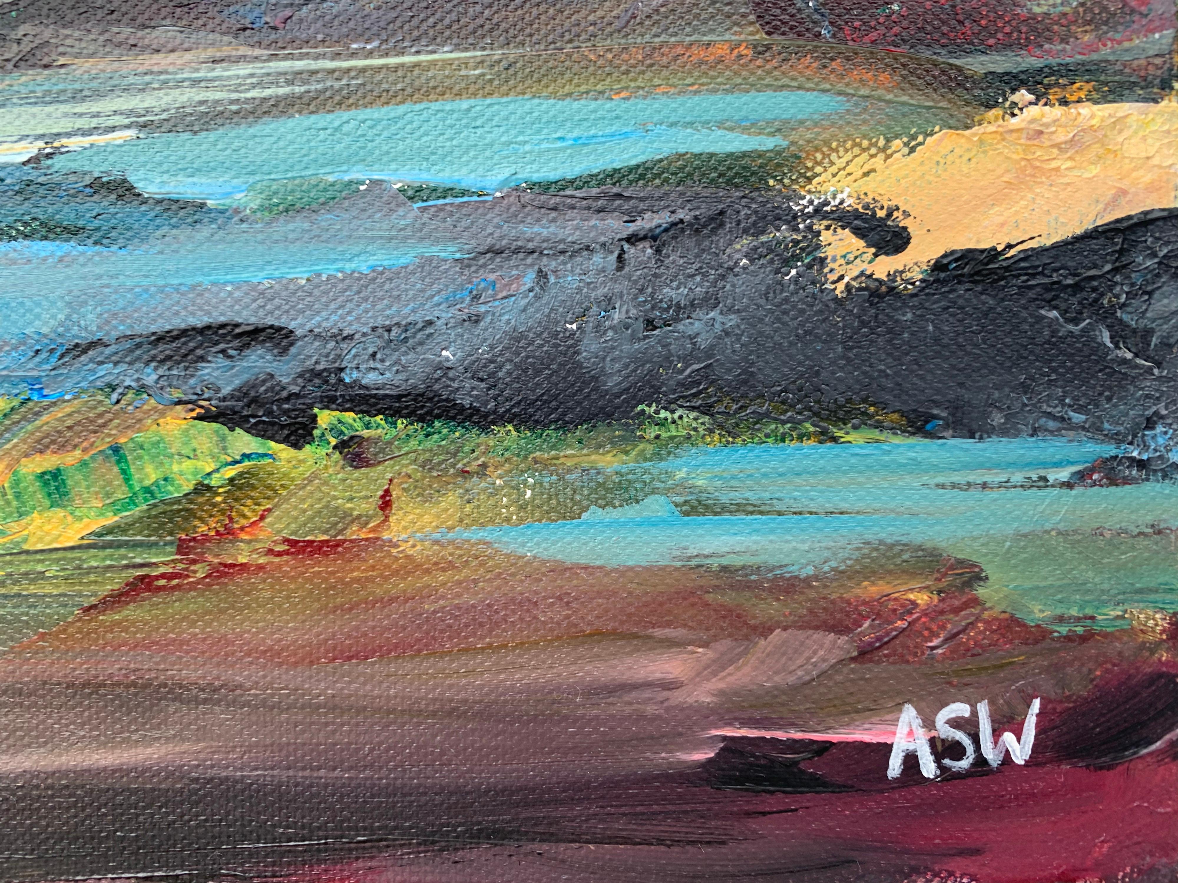 Paysage de montagne abstrait et expressif coloré de l'artiste britannique contemporain en vente 6