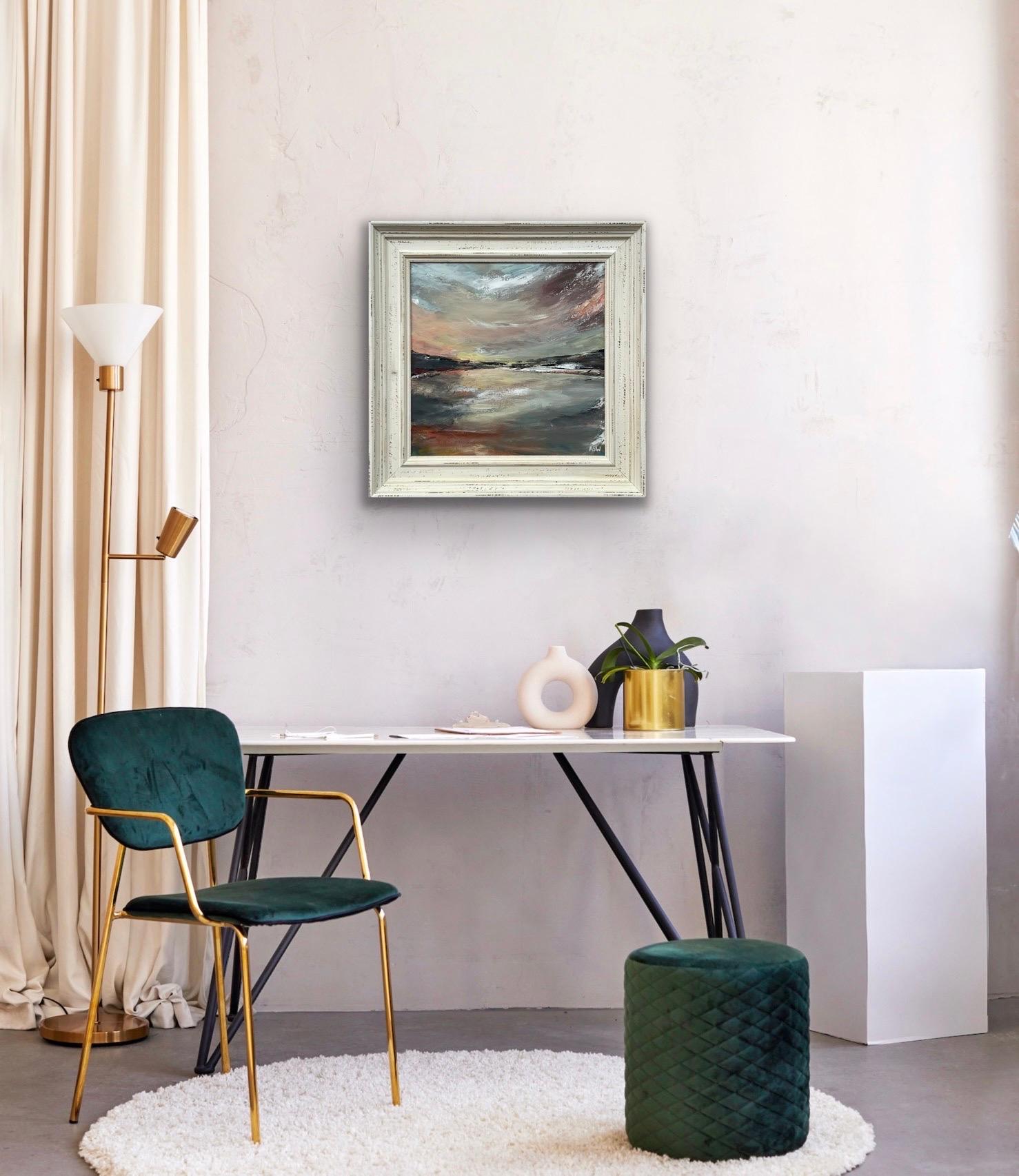 Colorato ed espressivo paesaggio marino astratto realizzato da un artista britannico contemporaneo - Painting Espressionismo astratto di Angela Wakefield