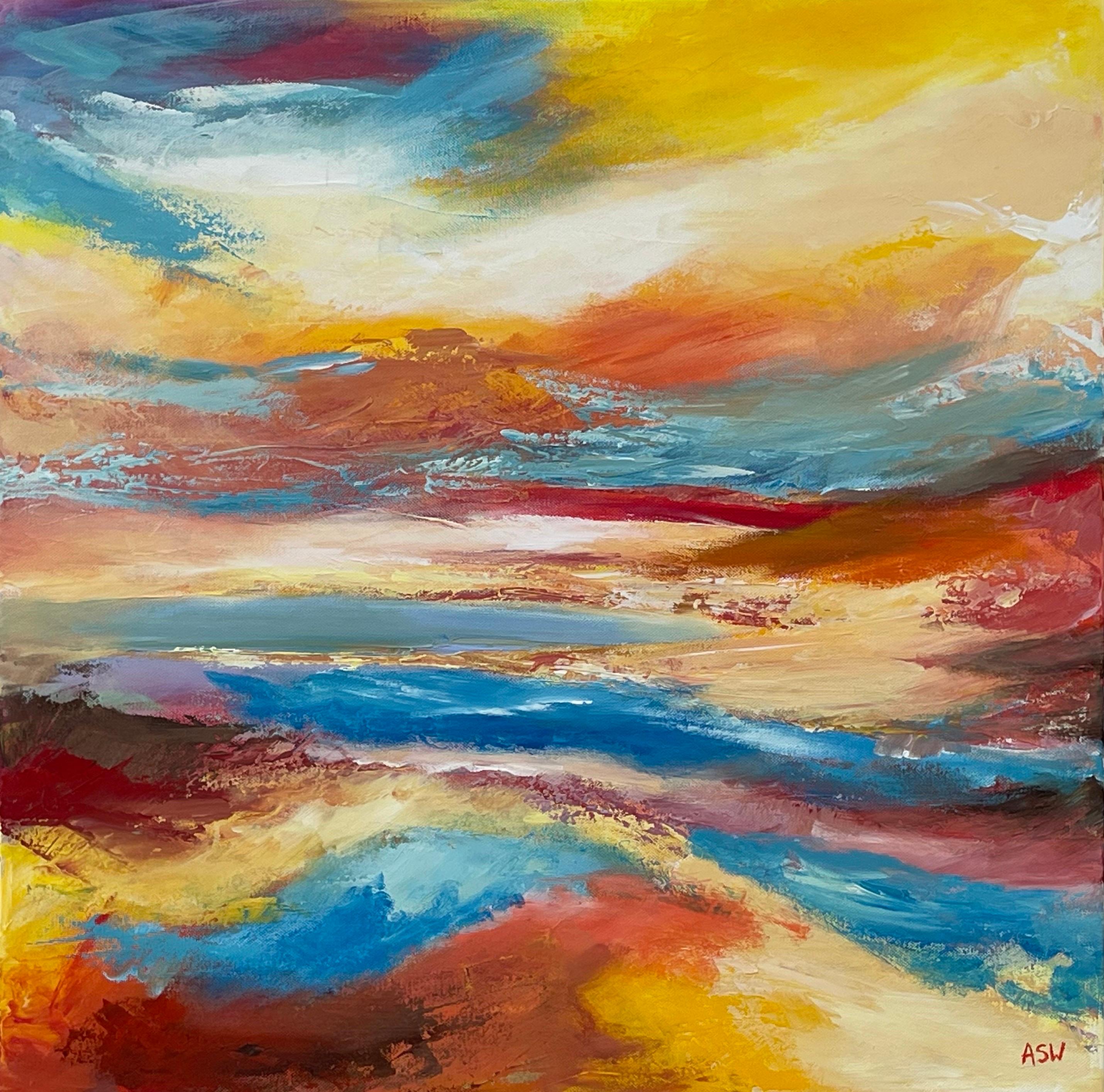 Paesaggio astratto impressionista colorato di un artista britannico contemporaneo in vendita 1