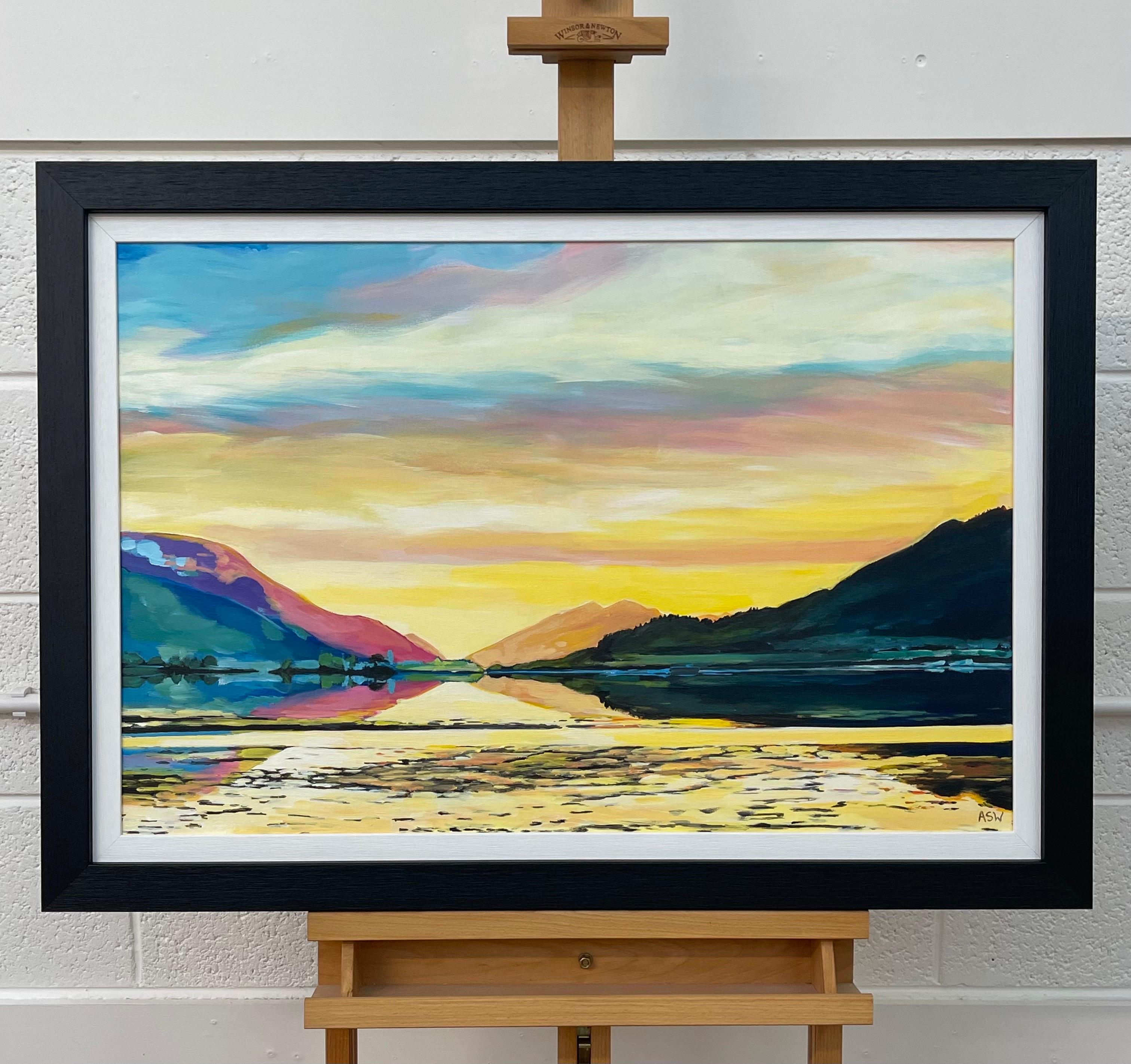 Colourful Landscape Painting of Loch Leven, Glen Coe in the Scottish Highlands by Leading Contemporary British Artist, Angela Wakefield 

Art measures 30 x 20 inches 
Frame measure 36 x 26 inches 

Angela Wakefield has twice been on the front cover