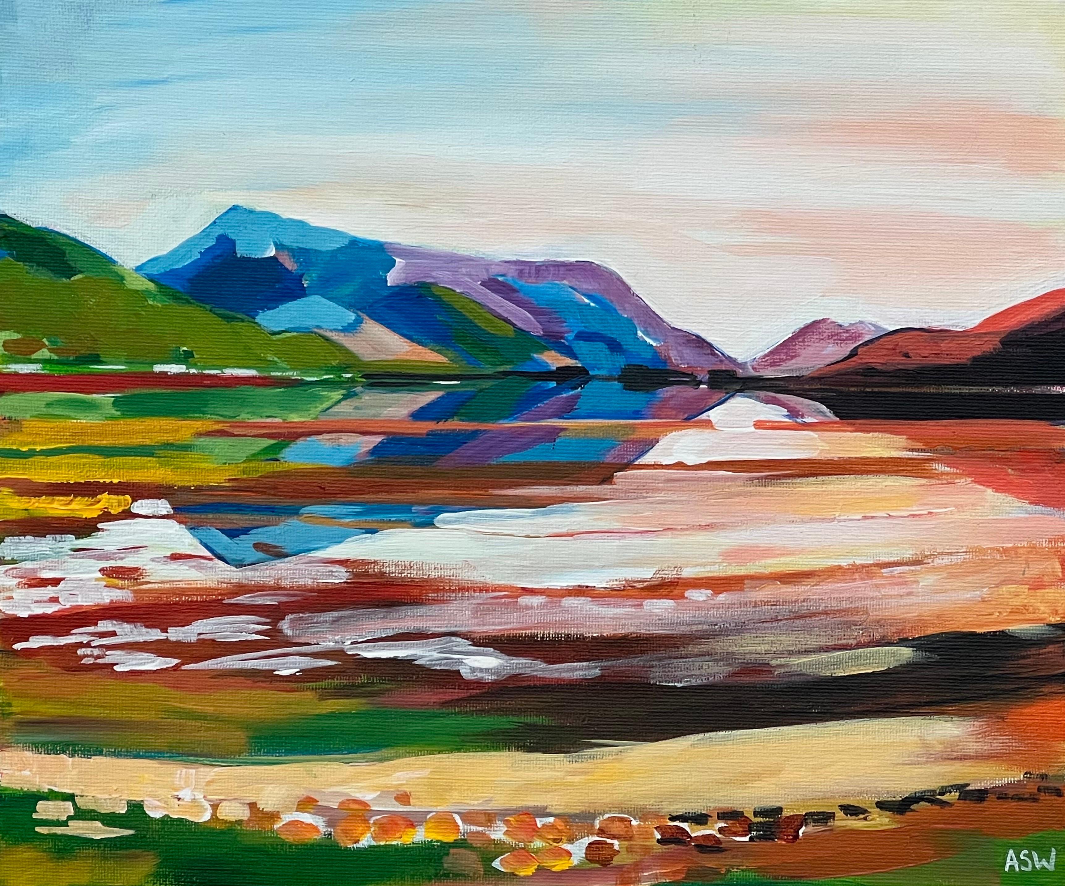 Colourful Landscape Painting of the Scottish Highlands by Contemporary Artist For Sale 5