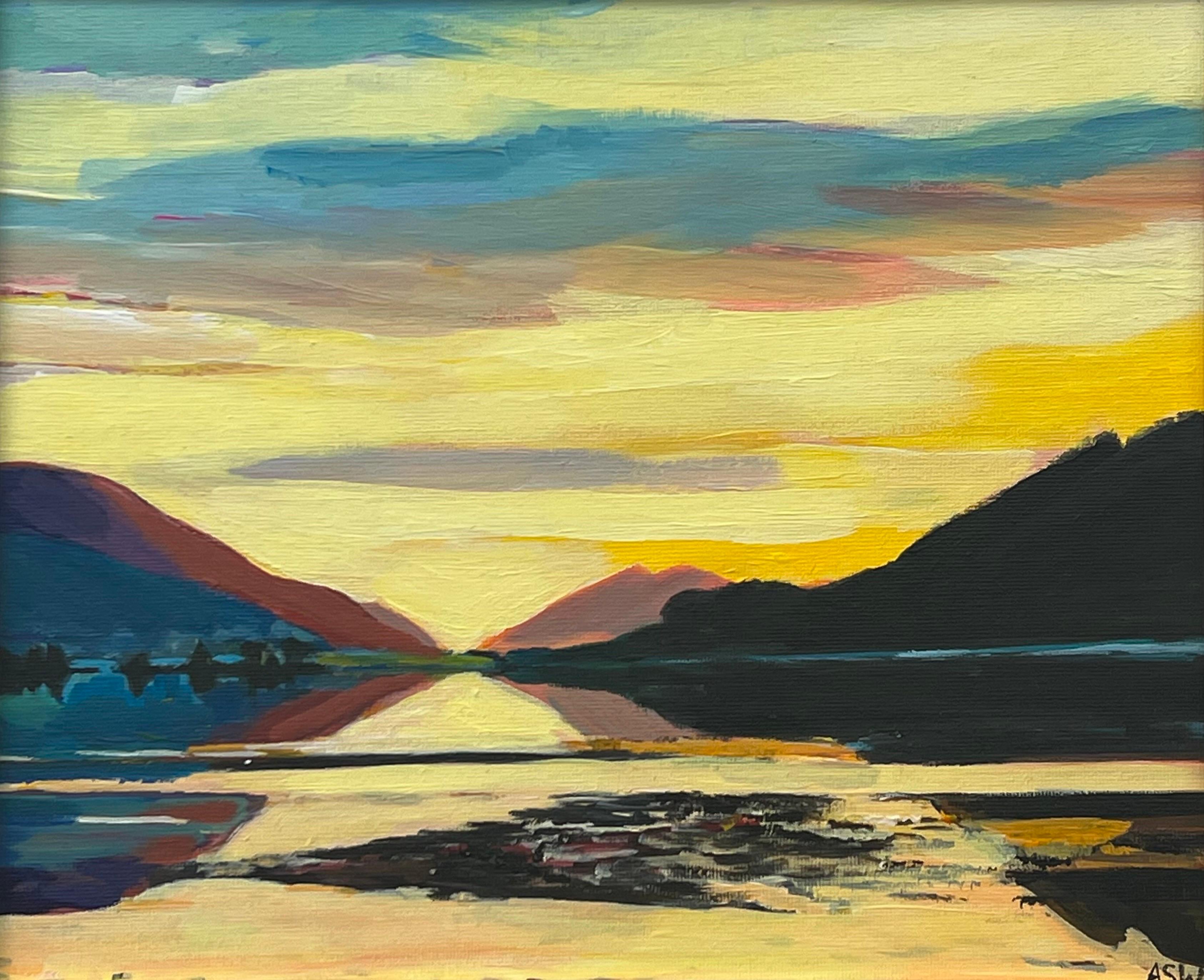 Colourful Landscape Painting of the Scottish Highlands by Contemporary Artist For Sale 6