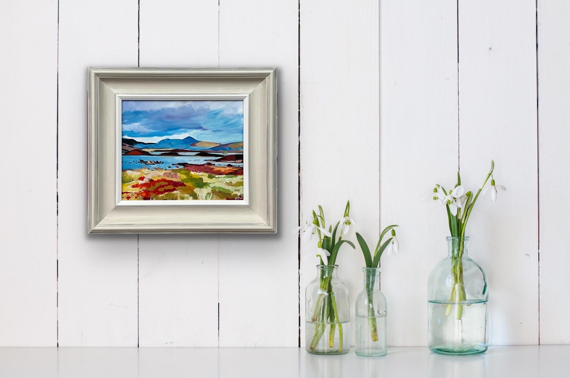 Colourful Landscape Painting of Loch Leven, Glen Coe in the Scottish Highlands by Leading Contemporary British Artist, Angela Wakefield. 

Art measures 12 x 10 inches 
Frame measures 18 x 16 inches 

Angela Wakefield has twice been on the front
