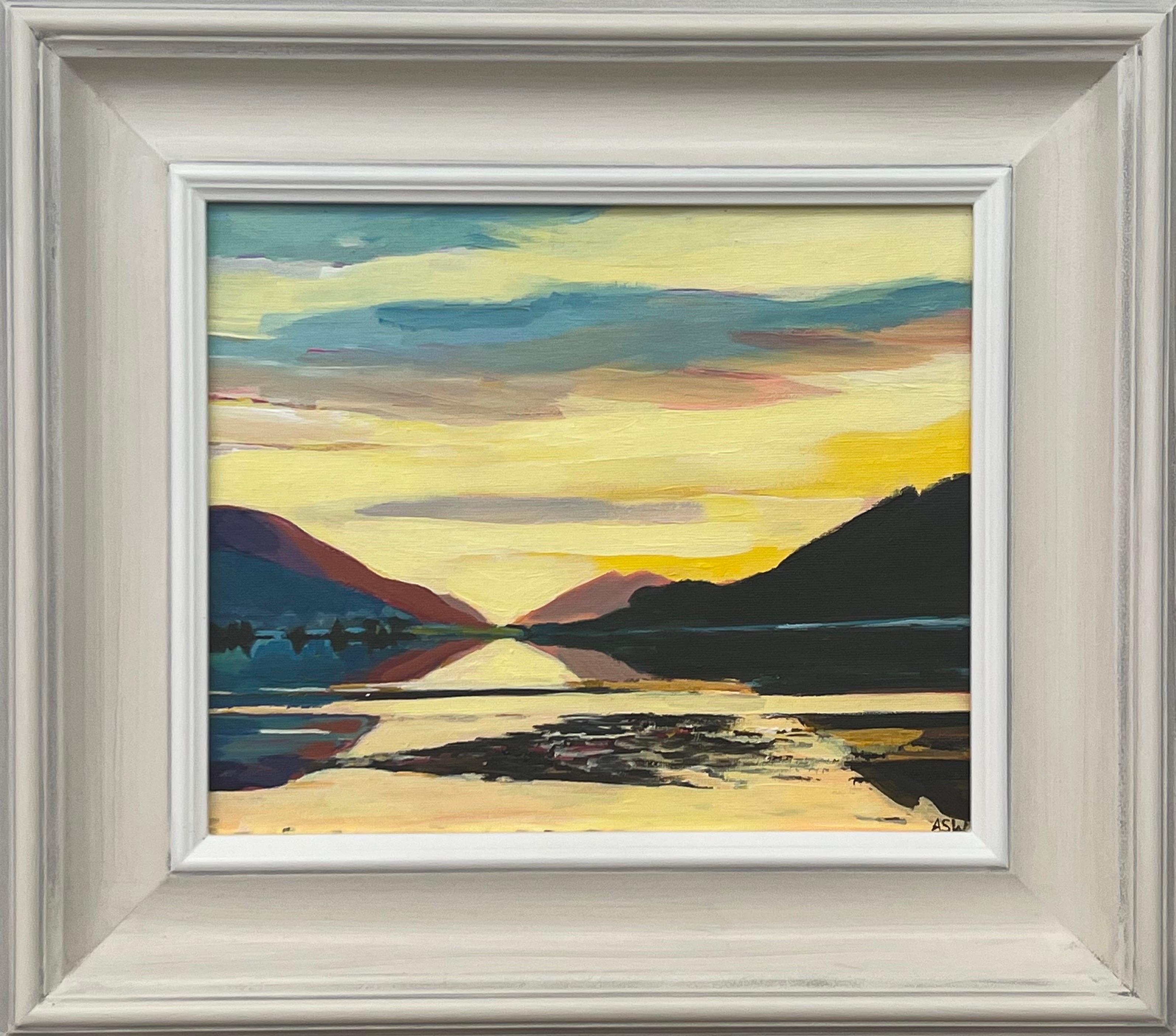 Abstract Painting Angela Wakefield - Peinture de paysage colorée des Highlands écossais par un artiste contemporain