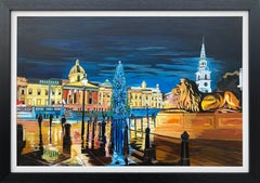 Contemporary Realism of Trafalgar Square in London by Collectible British Artist