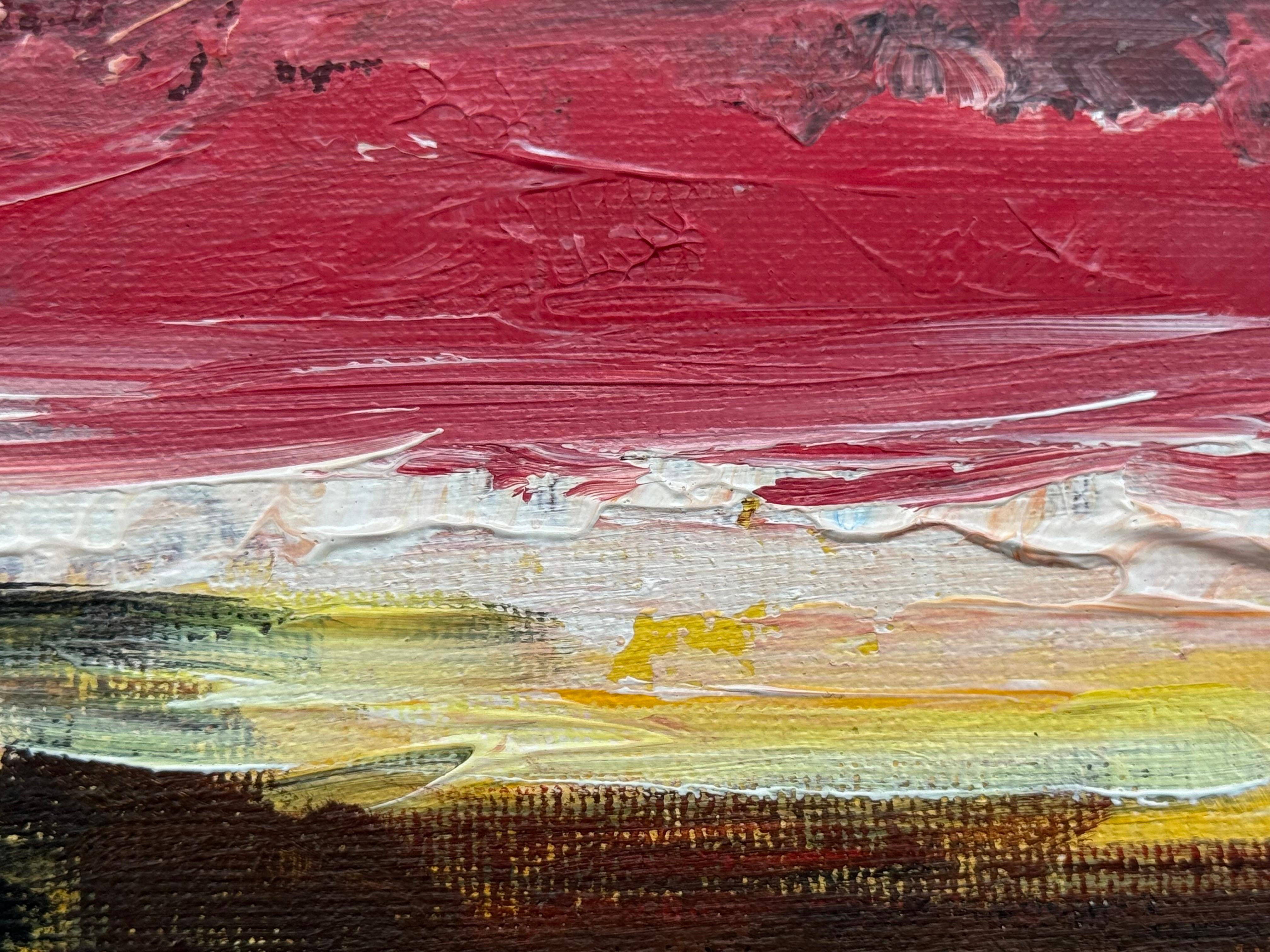 Afterglow carmesí Estudio artístico de paisaje abstracto en miniatura por un artista contemporáneo en venta 1