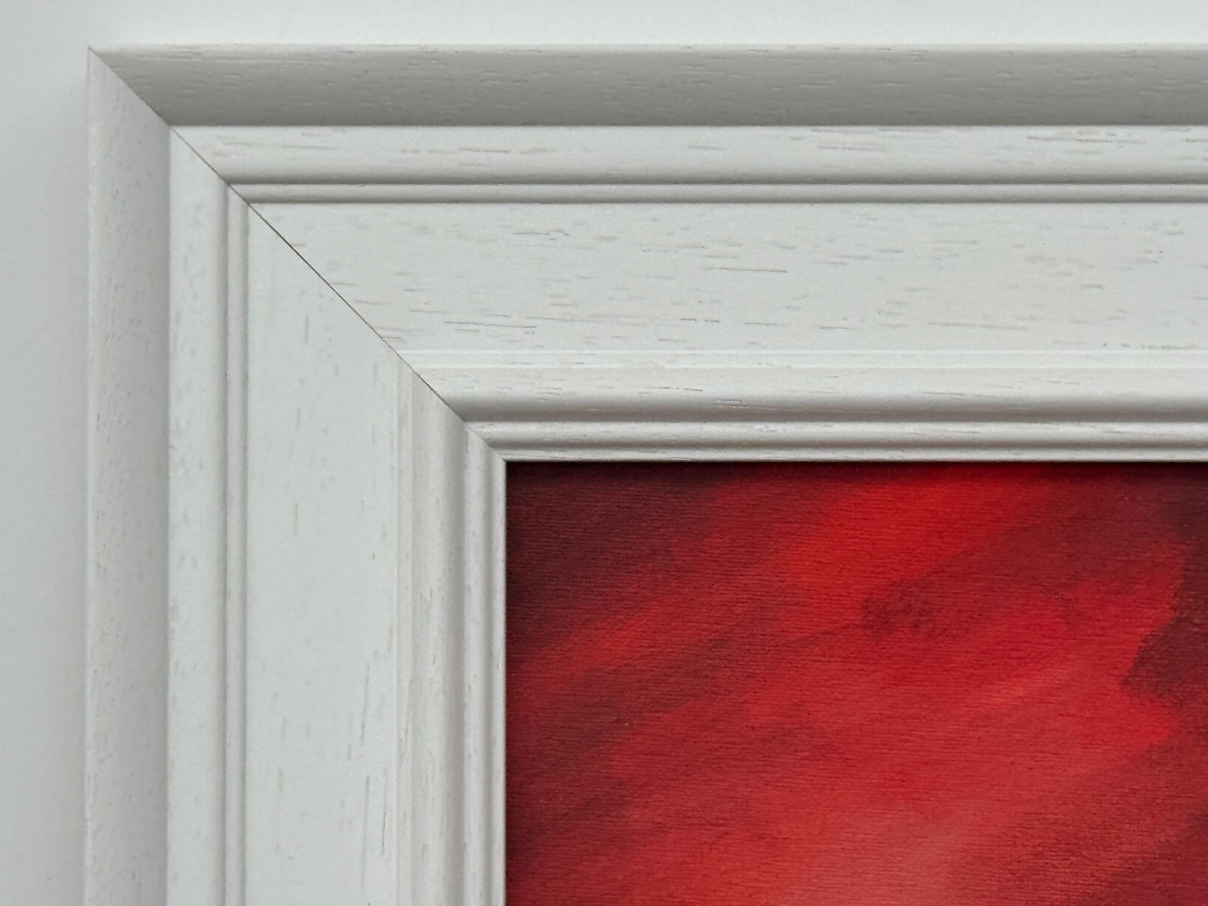 Crimson Evening Glow - Miniature Abstract Landscape Art by Contemporary Artist For Sale 7