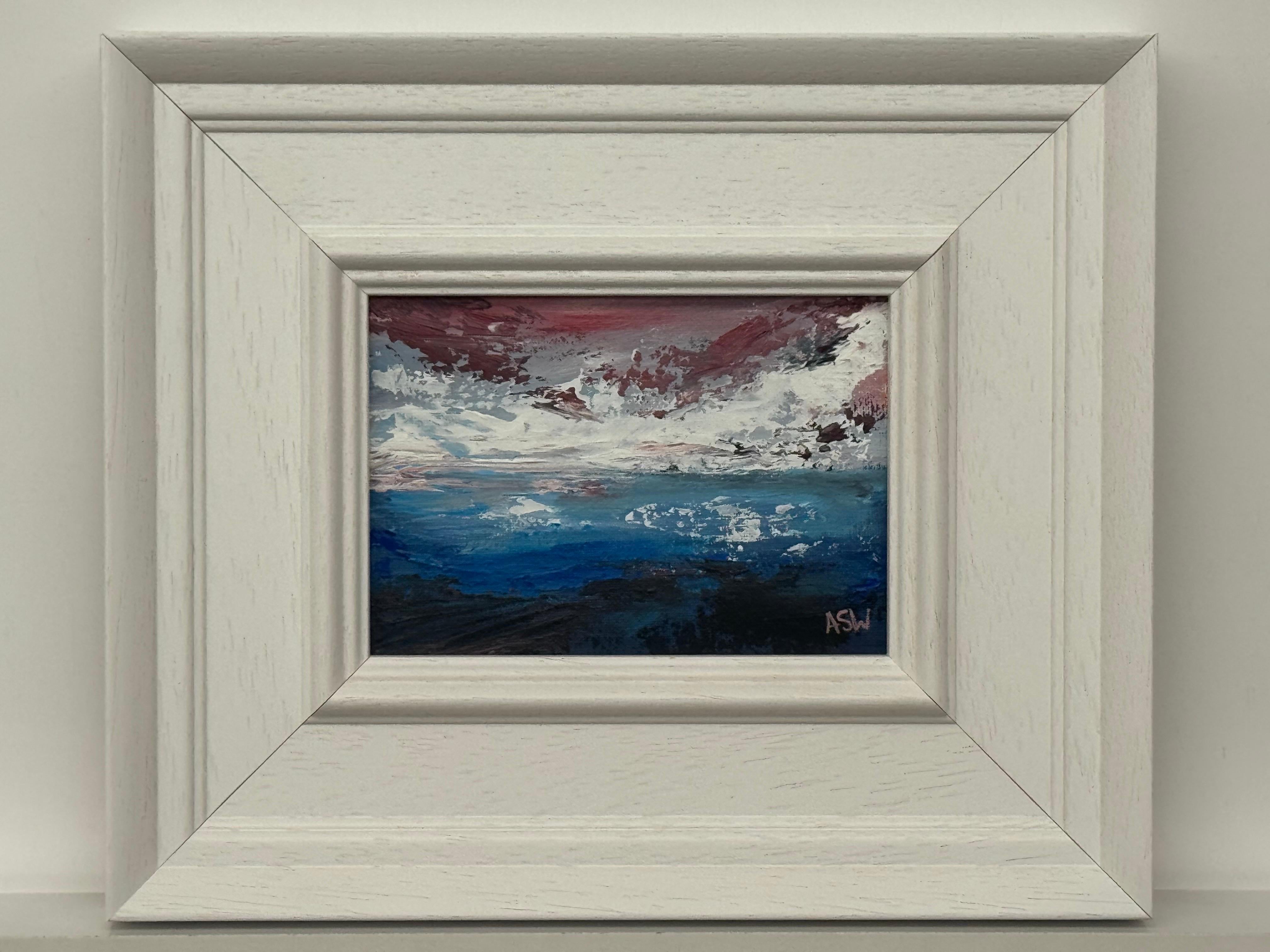 Crimson Horizon - Miniatura astratta di paesaggio marino di un artista contemporaneo in vendita 6