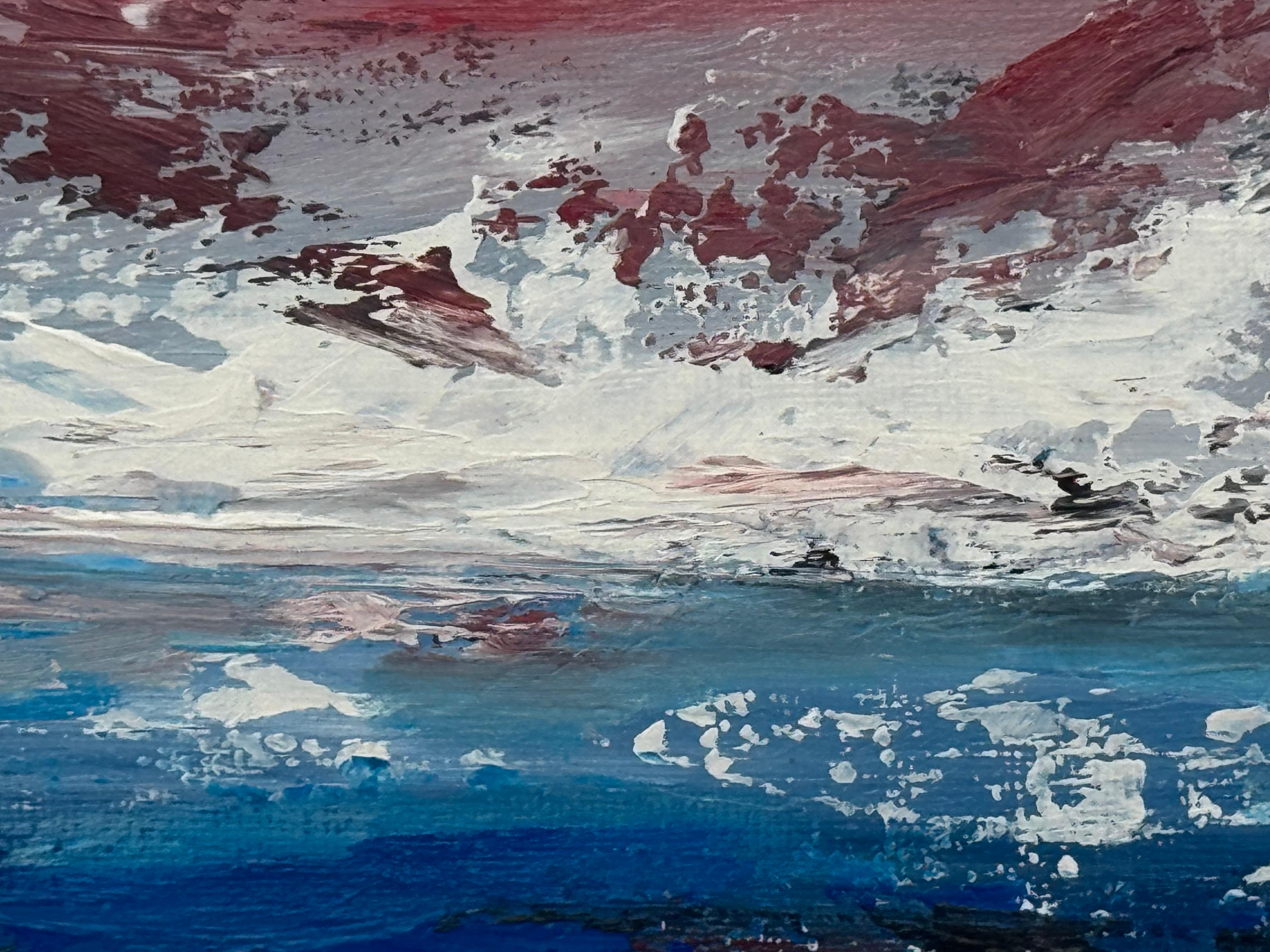 Crimson Horizon - Miniatura astratta di paesaggio marino di un artista contemporaneo in vendita 8