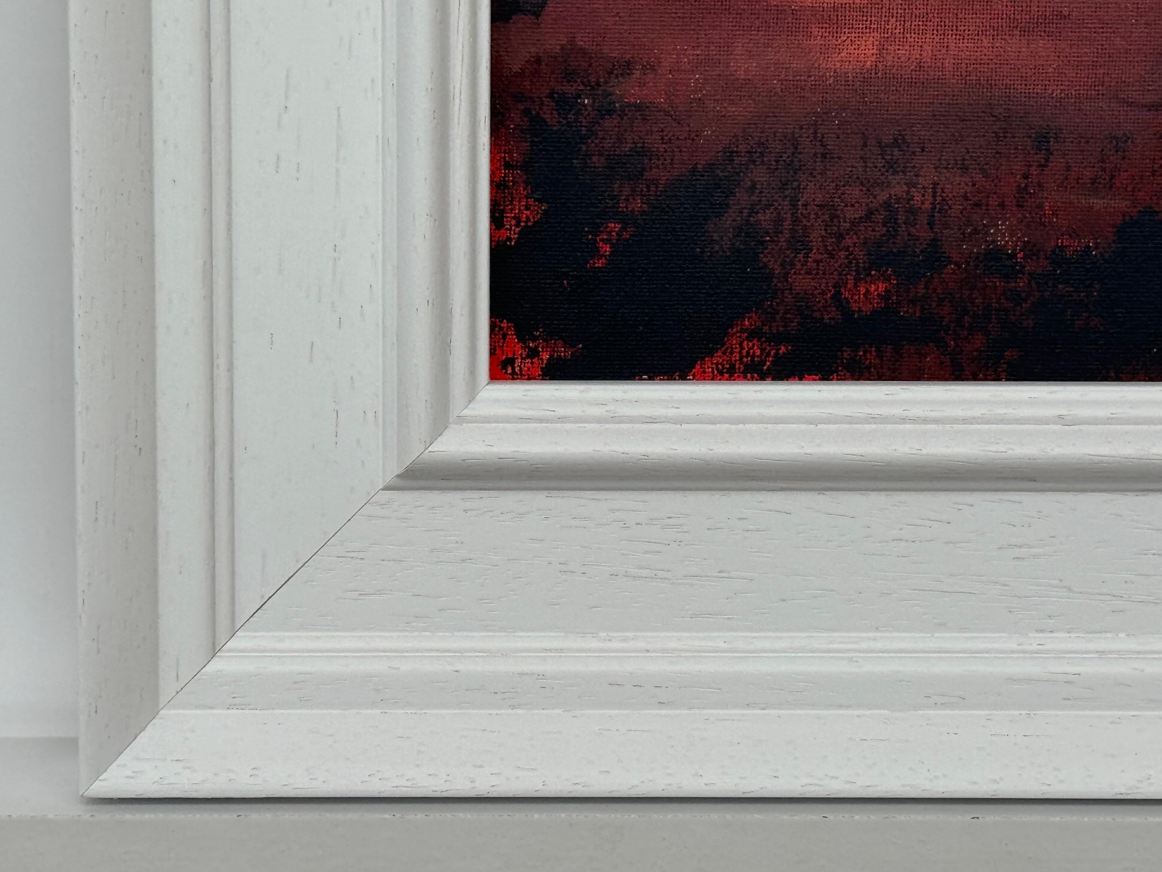 Crimson Shadow - Miniature Abstract Landscape Art by Contemporary Artist For Sale 1