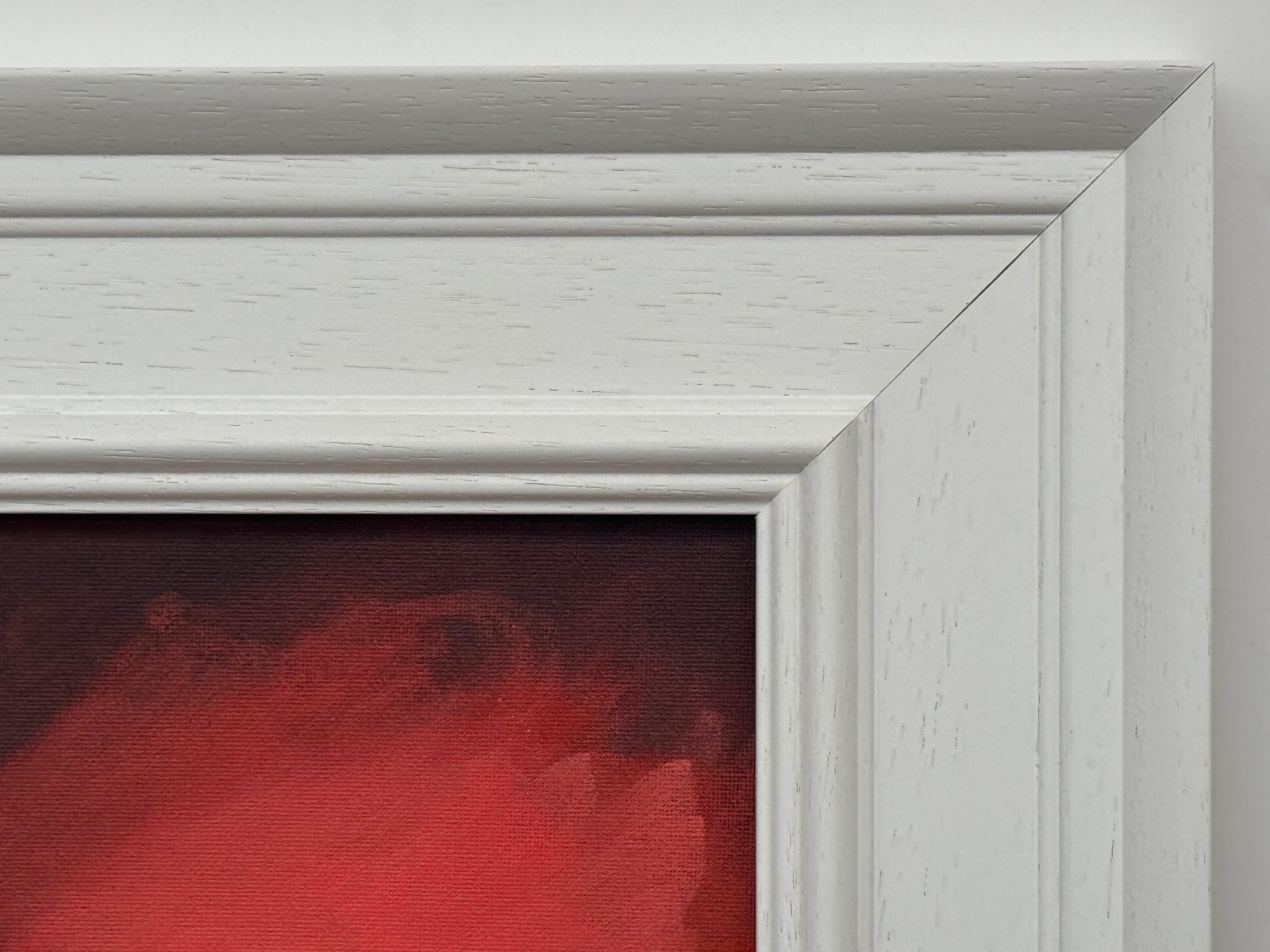 Crimson Shadow - Miniature Abstract Landscape Art by Contemporary Artist For Sale 2