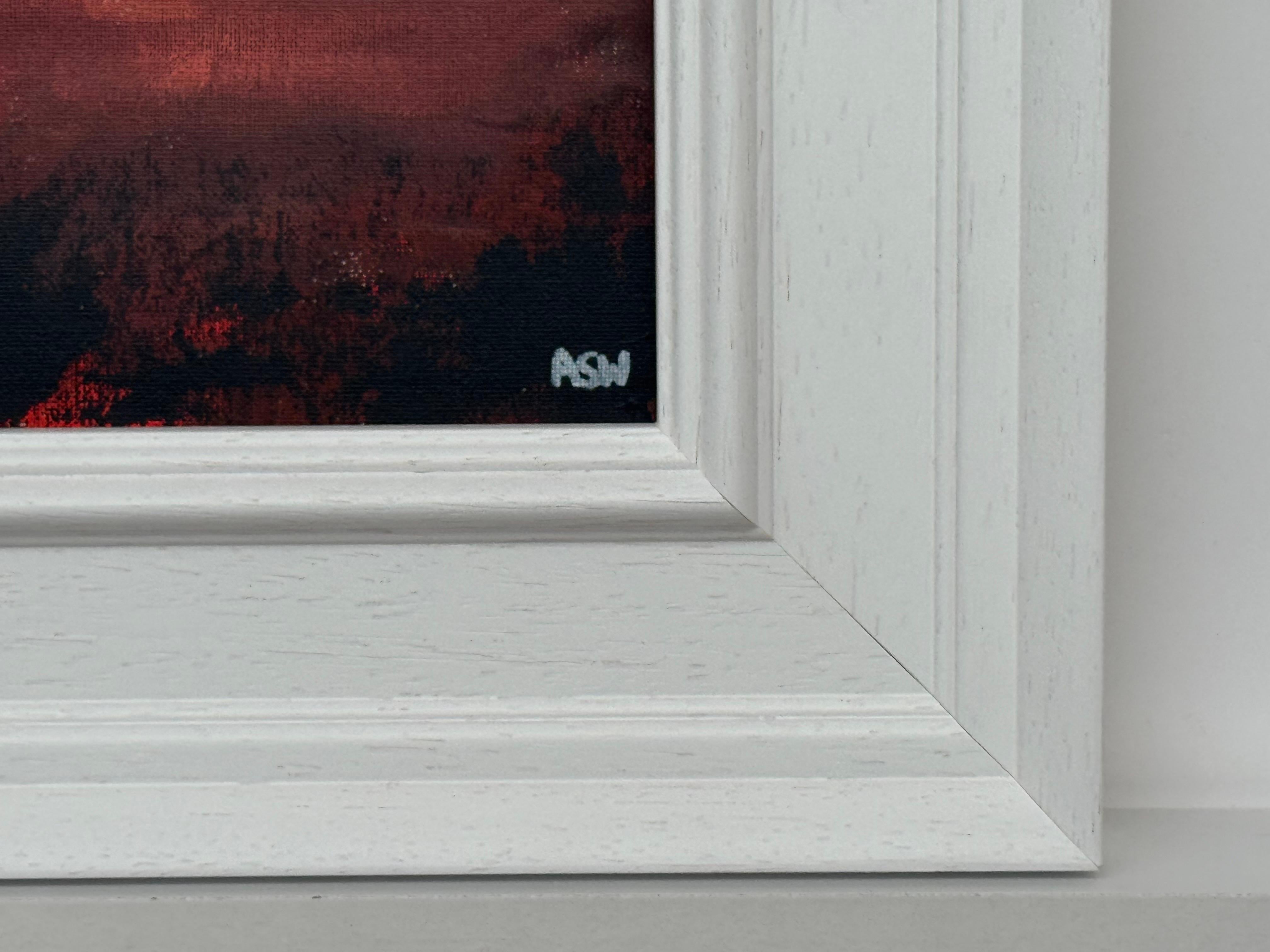 Crimson Shadow - Miniature Abstract Landscape Art by Contemporary Artist For Sale 3