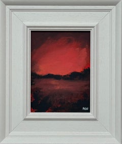 Crimson Shadow - Miniature Abstract Landscape Art by Contemporary Artist