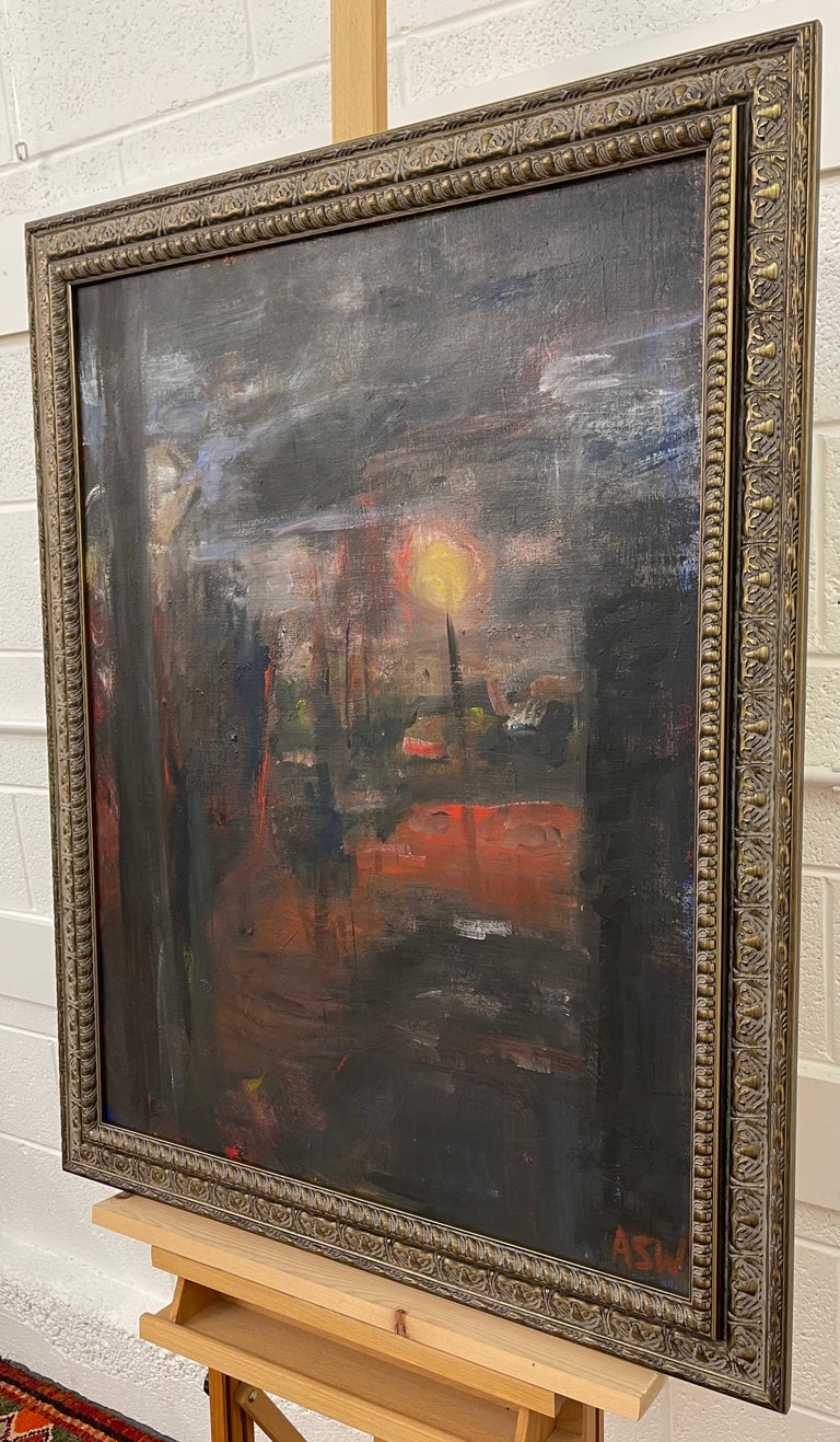 Dark & Atmospheric Abstract Expressionist Painting by Contemporary British Painter Angela Wakefield - a rare early work. Entitled 'Accrington #2', this painting is from an intense body of seminal abstract work that formed the very foundations of her
