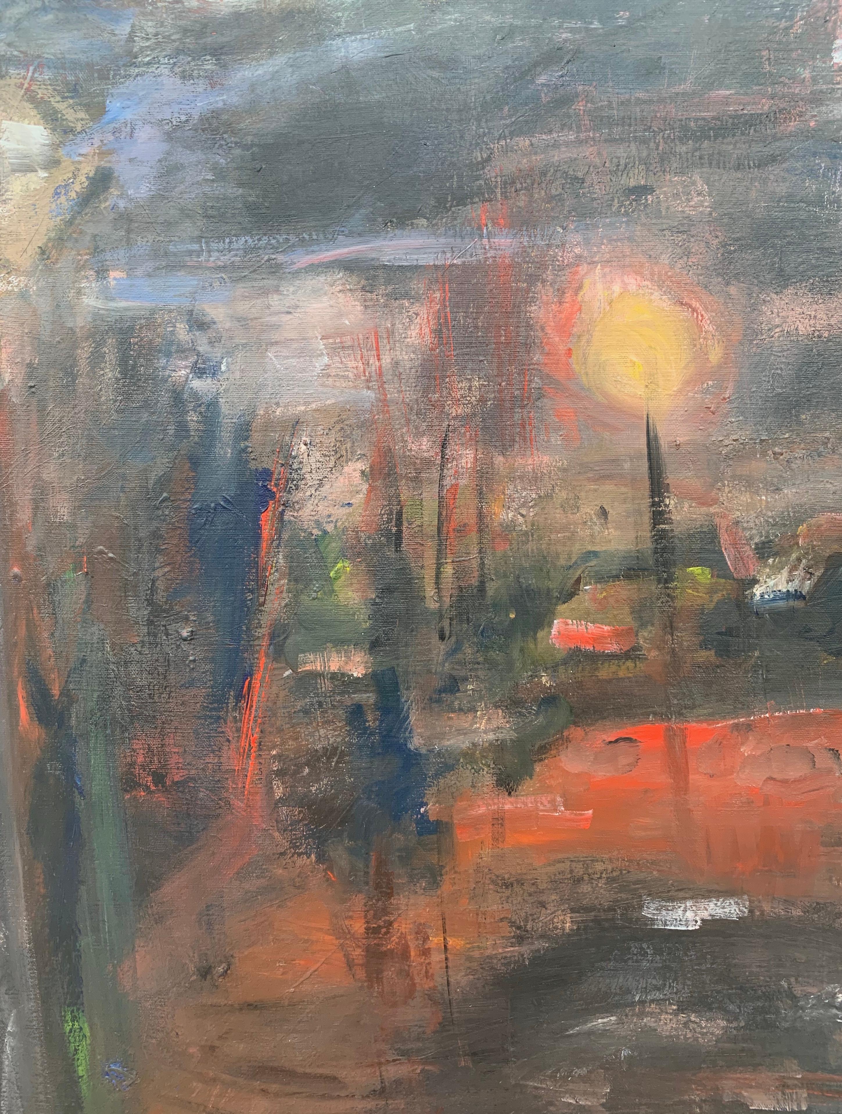 Dark & Atmospheric Abstract Expressionist Art by Contemporary British Painter For Sale 2