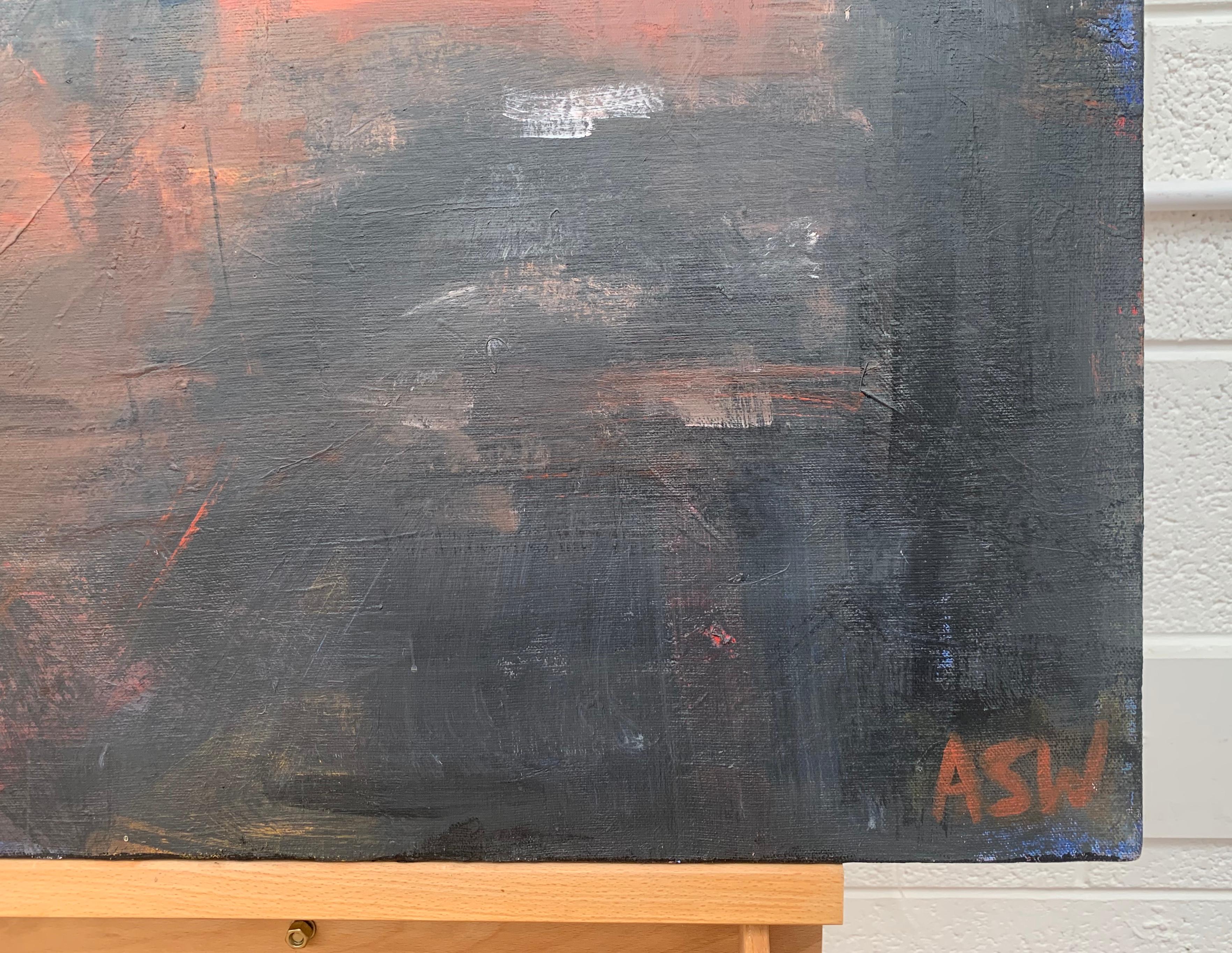 Dark & Atmospheric Abstract Expressionist Art by Contemporary British Painter For Sale 4