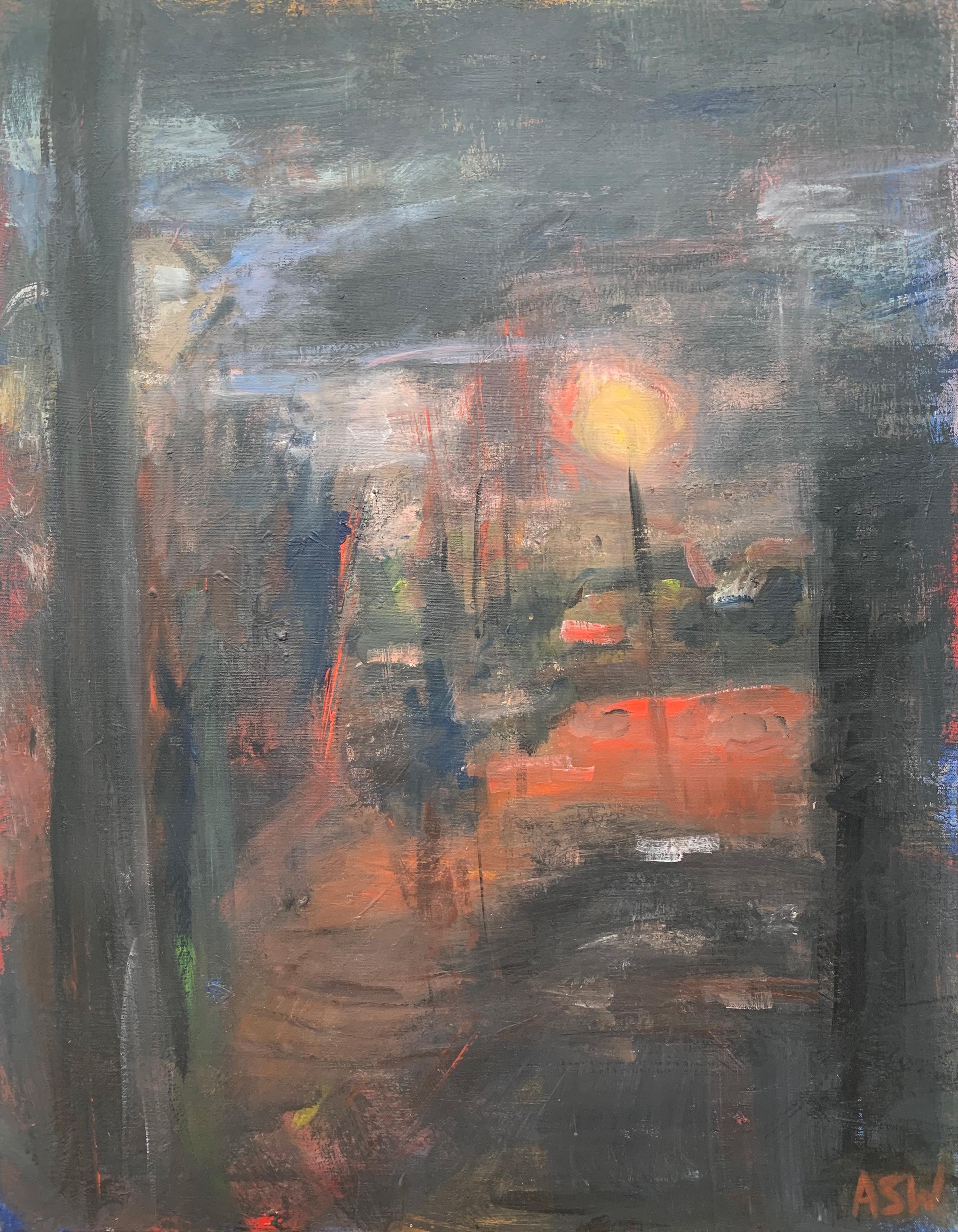 Dark & Atmospheric Abstract Expressionist Art by Contemporary British Painter For Sale 1