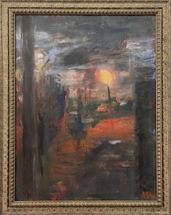 Vintage Dark & Atmospheric Abstract Expressionist Art by Contemporary British Painter