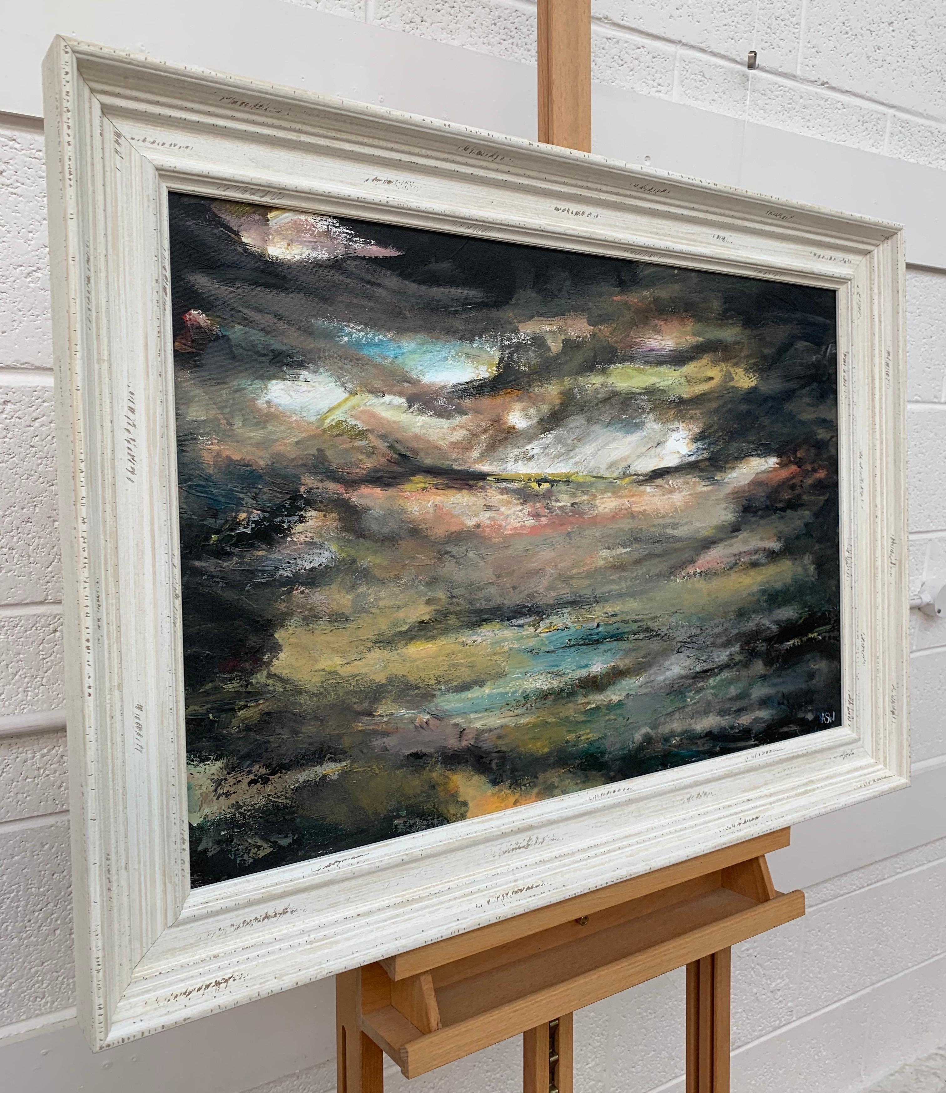 Dark Atmospheric Abstract Landscape Painting by Contemporary British Artist For Sale 3