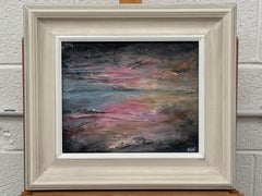 Dark Atmospheric Abstract Textured Coastal Landscape at Sunset by British Artist