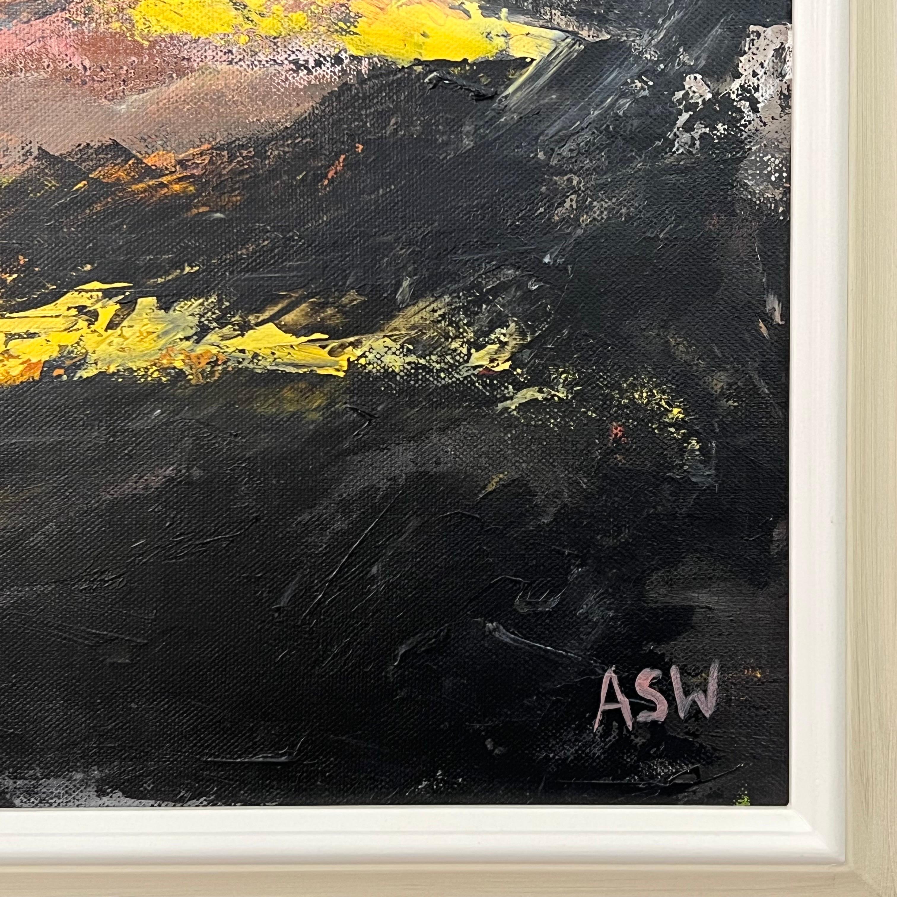 Paysage abstrait impressionniste foncé d'un artiste britannique contemporain en vente 6