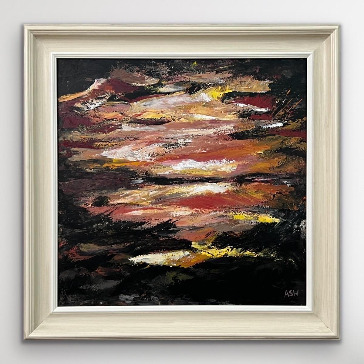 Paysage abstrait impressionniste foncé d'un artiste britannique contemporain - Painting de Angela Wakefield