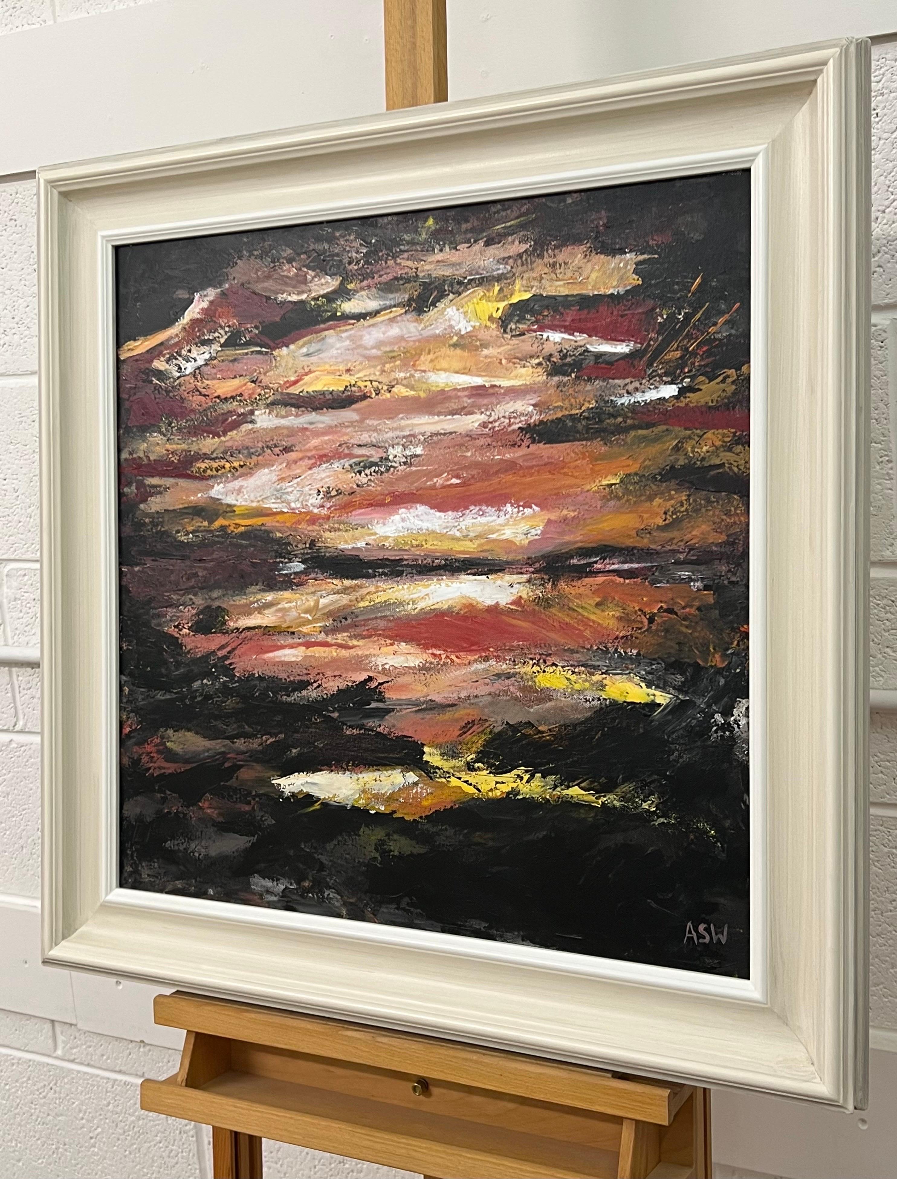 Paysage abstrait impressionniste foncé d'un artiste britannique contemporain en vente 3